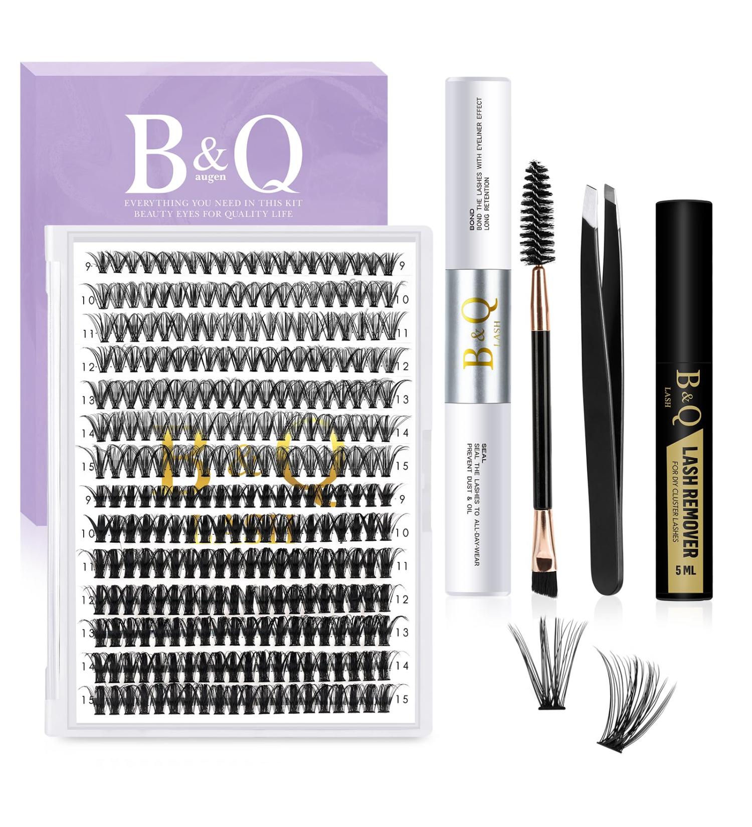Premium LASH Extension Set B & Q - 280 PCs 0.07D 9-15 Mix | Complete Eyelash Extensions with Adhesive & Applicator for Beginners - Buy Online on GoSupps.com