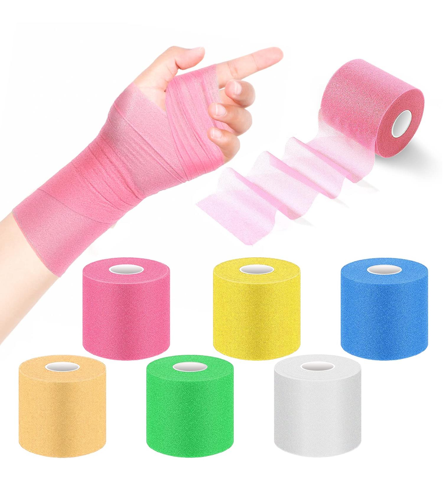 Buy Pre Wrap Tape Athletic - 6 Rolls Black & Colorful Foam Underwrap for Sports | International Shipping - Buy Online on GoSupps.com