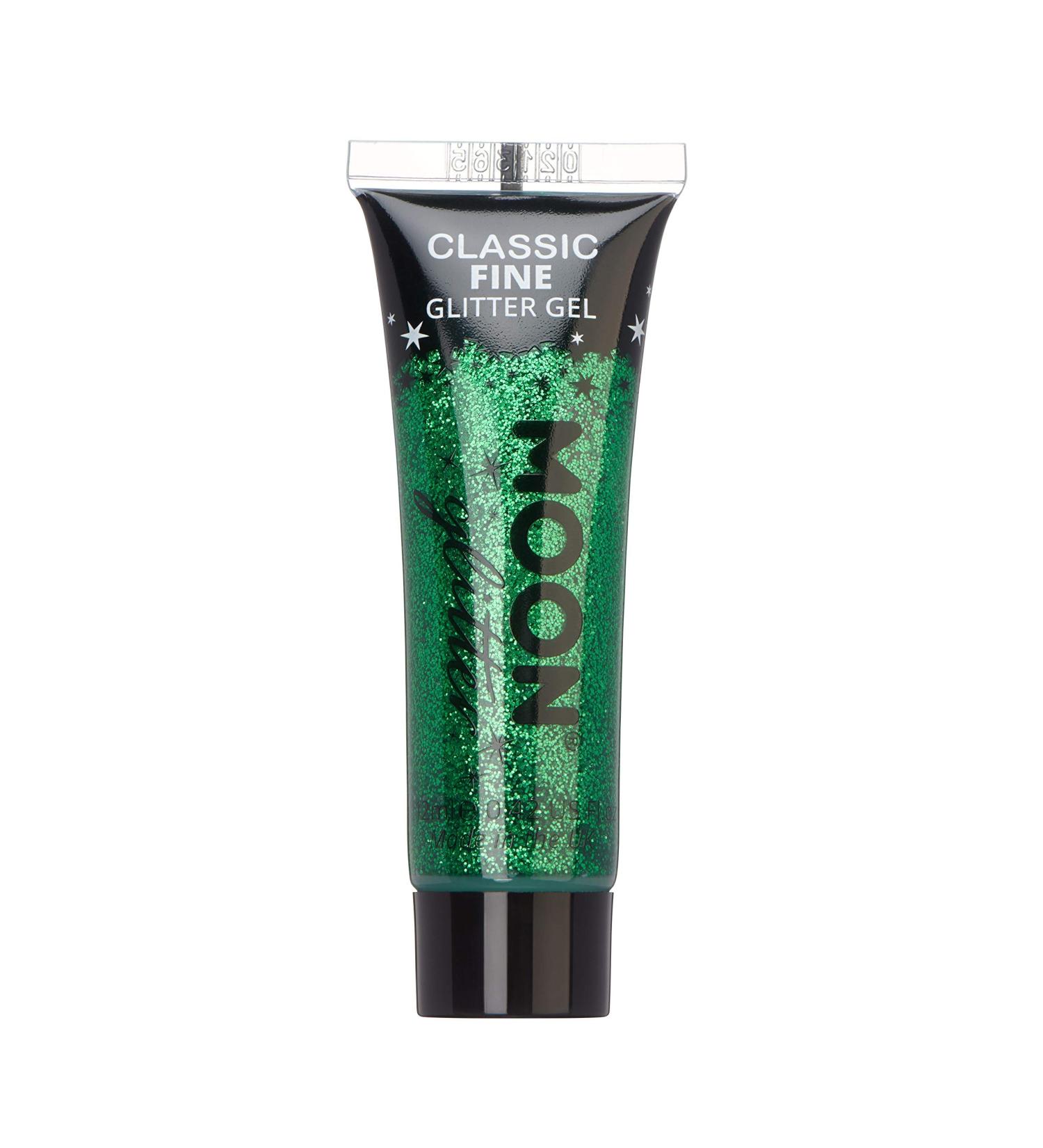 Moon Glitter Classic Fine Face & Body Glitter Gel - Green - 12ml | Cosmetic Festival Glitter Paint for Face, Body, Hair & Nails - Buy Online on GoSupps.com