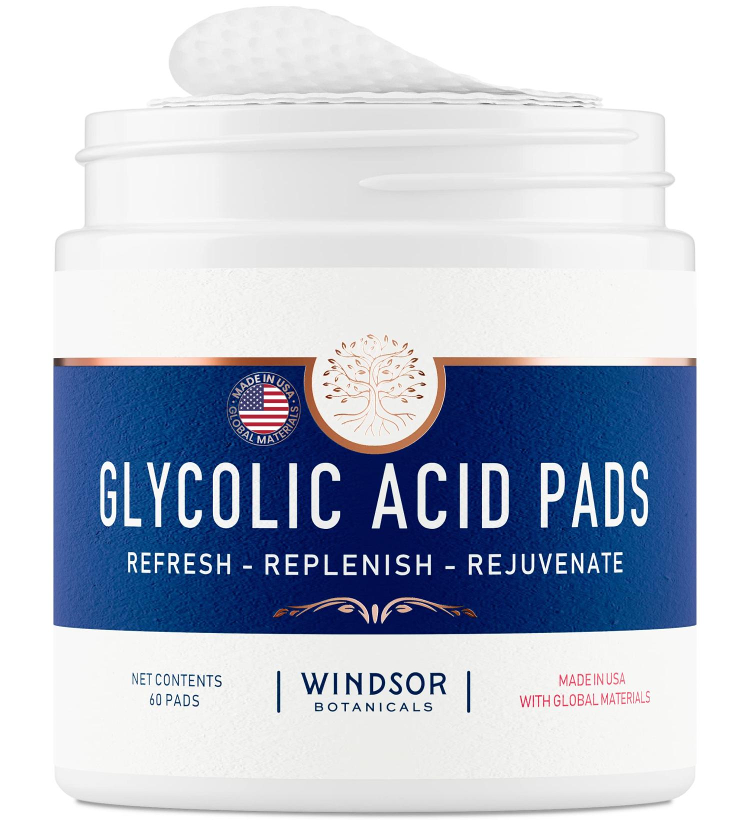 20% Glycolic Acid Pads for Skin Resurfacing - Exfoliating Face Peel for Acne - 60 Pre-Soaked Cleansing Toner Wipes - Buy Online on GoSupps.com