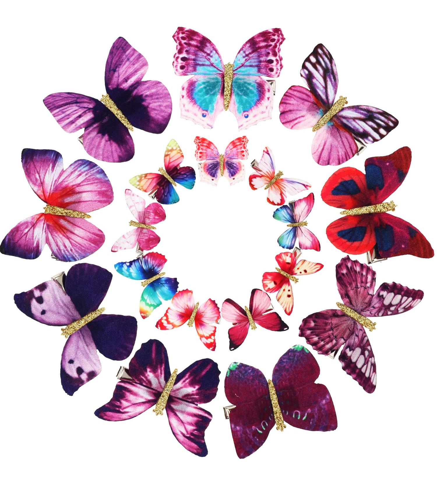 18 Piece Butterfly Hair Clips Set - Glitter Hair Accessories for Young Women - Elegant Butterfly Snaps - Buy Online on GoSupps.com