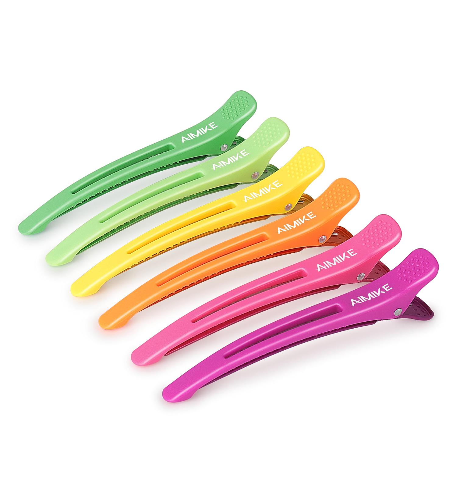 Aimike 6 Neon Hair Clips - No Trace Silicone Tape Compartment Clamps for Styling & Cutting - Perfect for Thick & Thin Hair - Essential Hairdressing Tools for Women - Buy Online on GoSupps.com