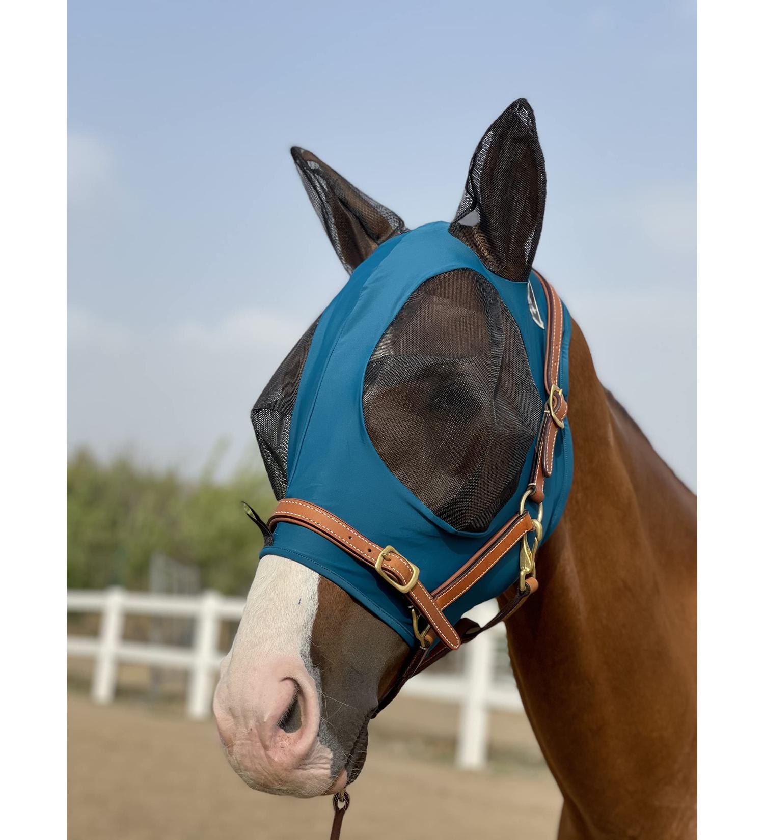 TGW Riding Horse Fly Mask - Super Comfort & Elasticity with Ears | Medium Dark Green - Buy Online on GoSupps.com