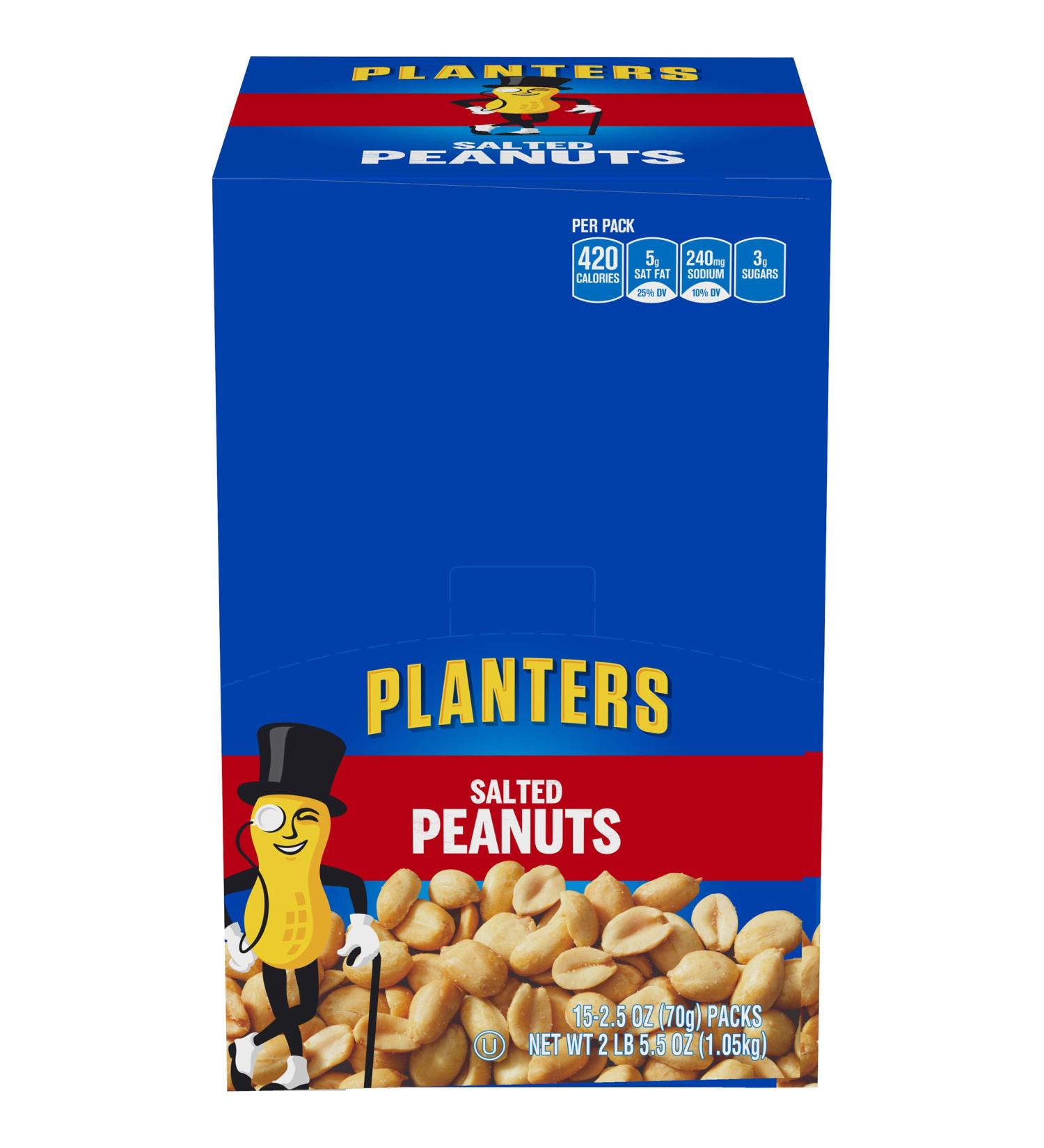 Planters Salted Peanuts Single Serve 2.5oz Bags Pack of 15 - Buy Online on GoSupps.com