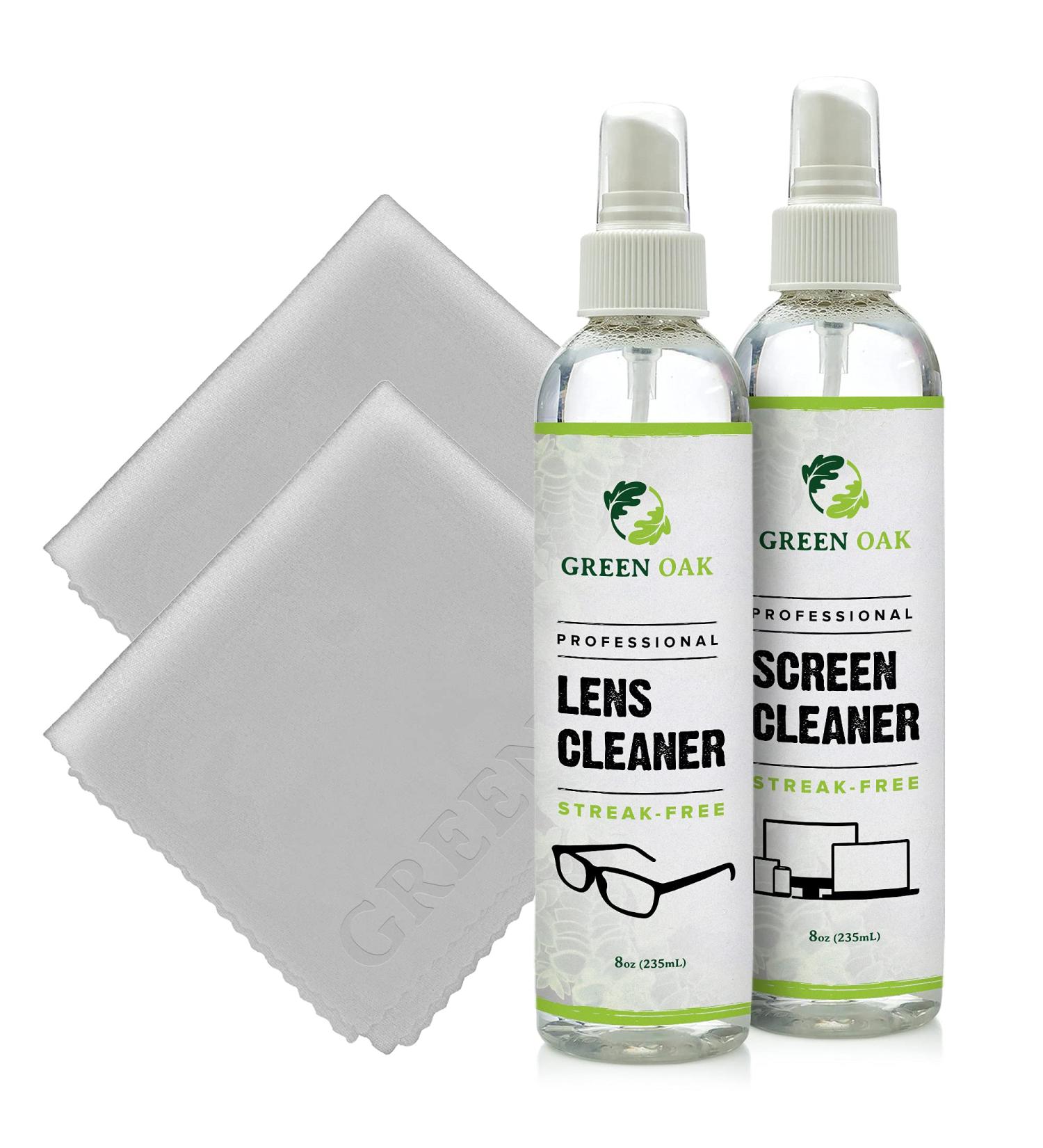 Green Oak Lens and Screen Cleaner Kit - 2-Pack Lens and Screen Cleaner Spray for Monitors, Phones, Tablets, TVs, Laptops, Eyeglasses, Cameras - Safely Cleans Screens and Lenses - Buy Online on GoSupps.com