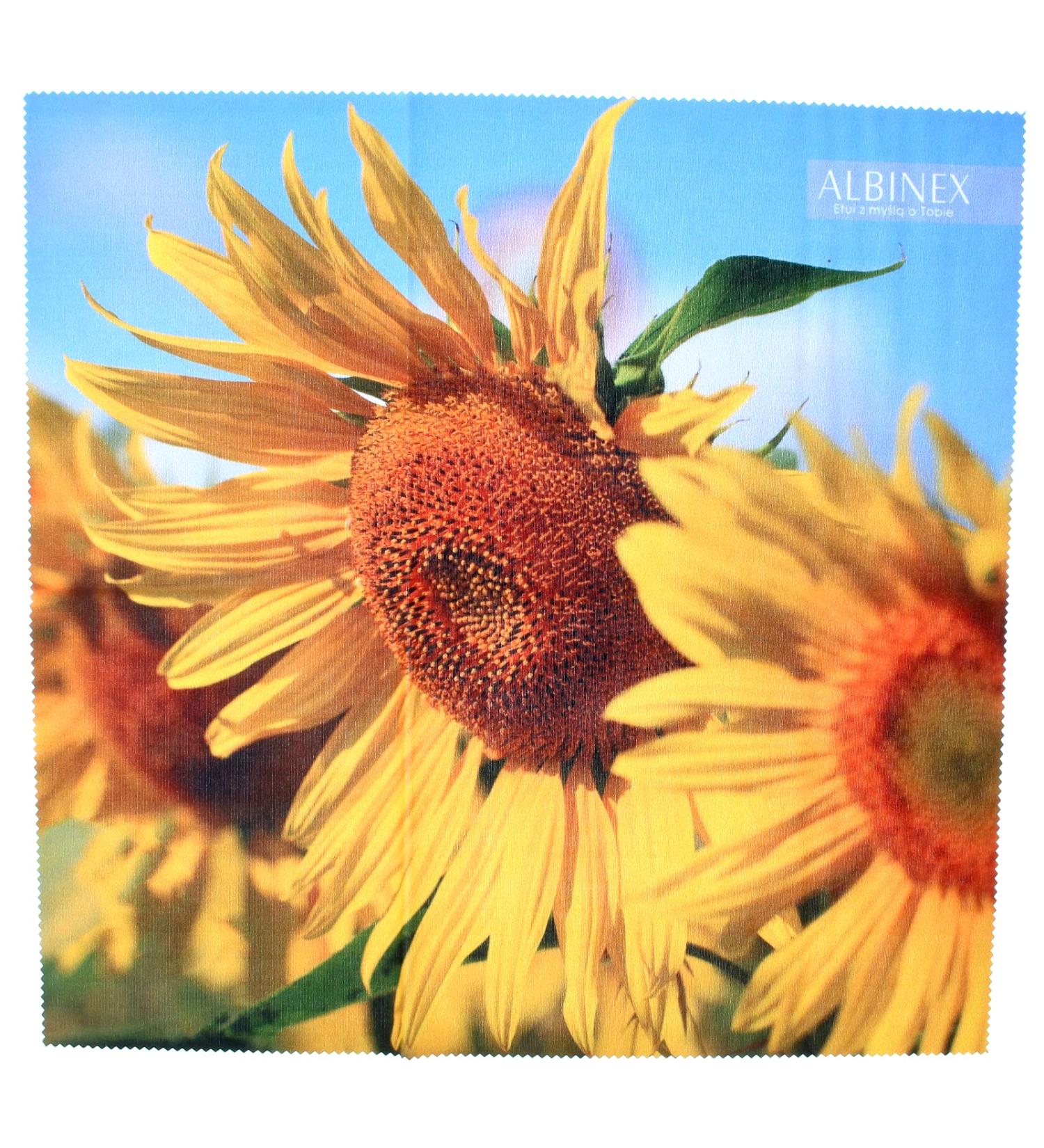 Beautiful microfiber glasses cleaning cloth 30 x 30 cm with sunflower motif