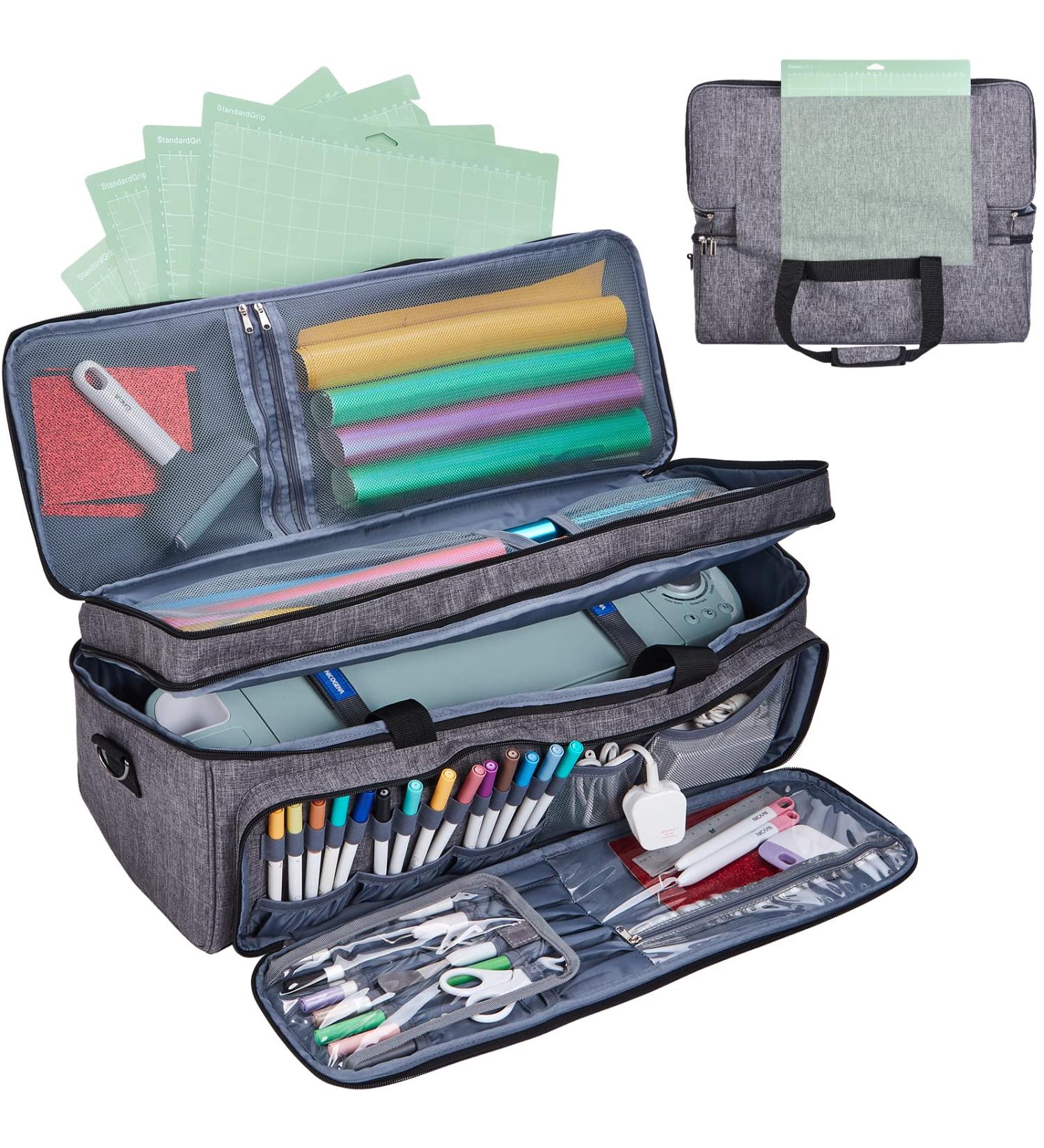 NICOGENA Double Layer Carrying Case for Cricut Explore Air 2 & Maker - Grey | Mat Pocket & Large Front Pockets for Tools & Supplies - Buy Online on GoSupps.com
