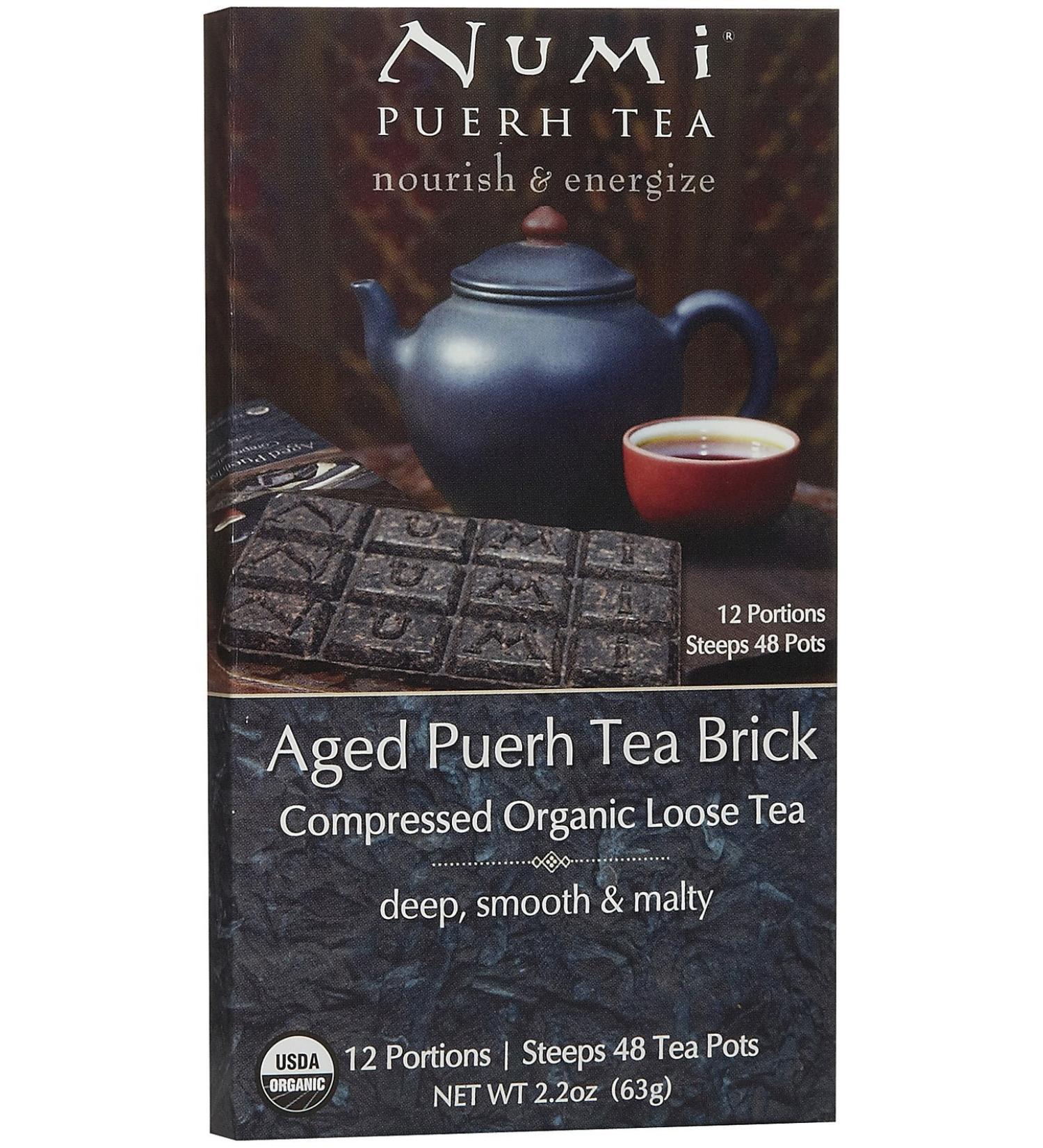 Numi Tea Organic Tea Pu-erh Tea Aged Pu-erh Tea Brick 2.2 oz (63 g)