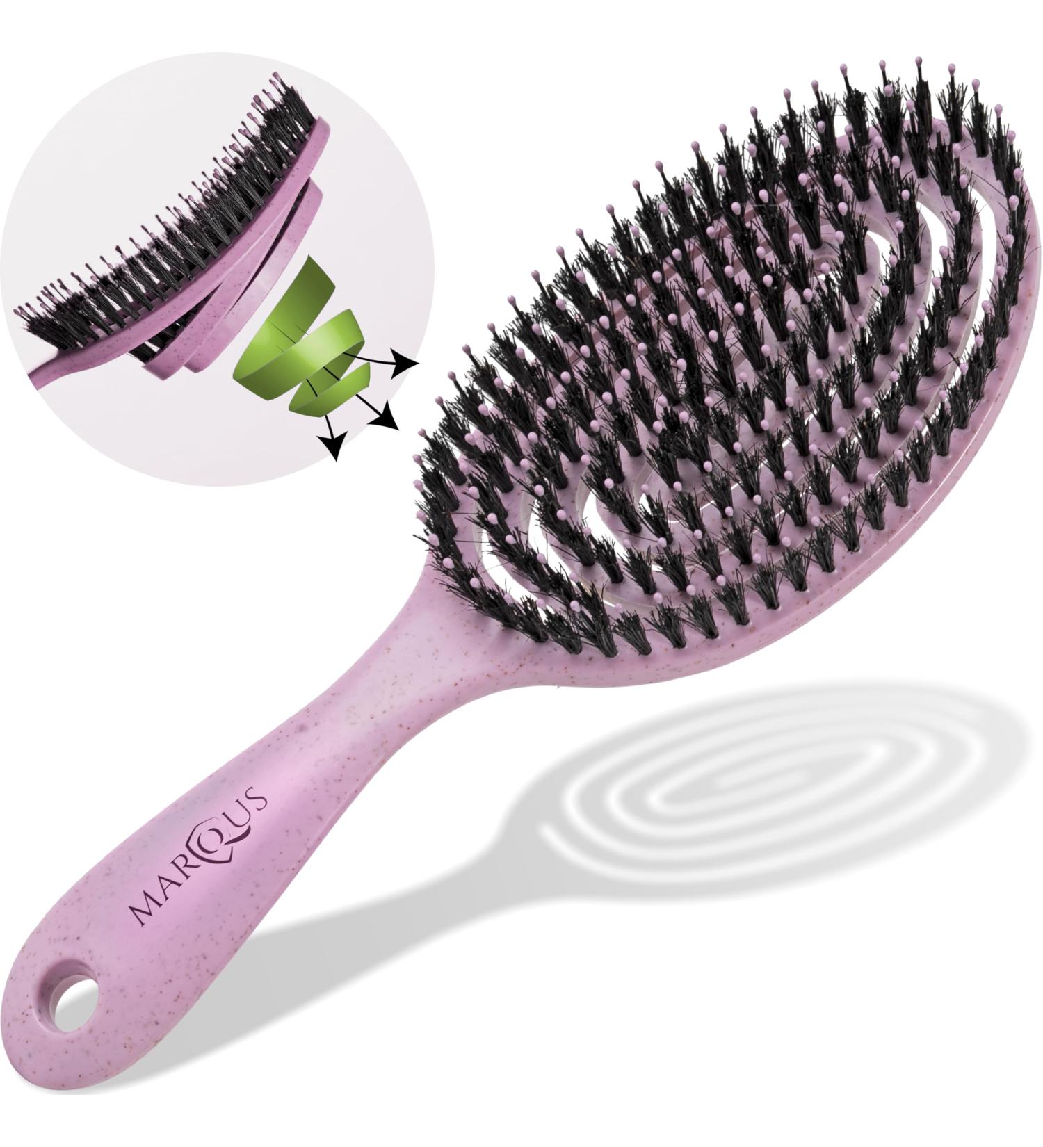 Marqus Wild Boar Bristle Hairbrush - All Hair Types | DESTRIATHER for Effortless Shine & Tangle-Free Styling - Buy Online on GoSupps.com