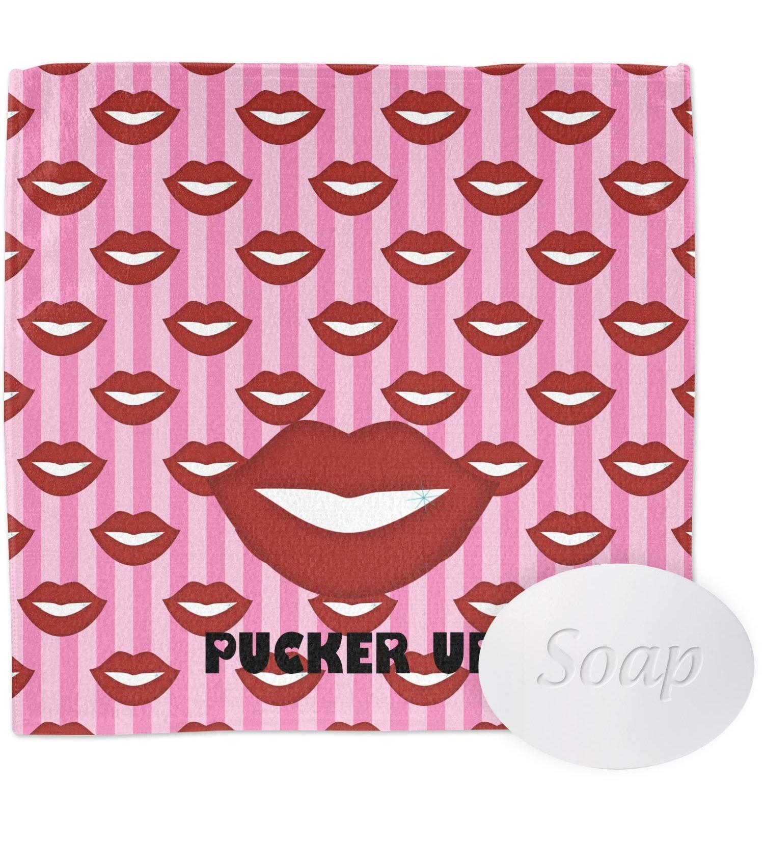 YouCustomizeIt Personalized Lips (Pucker Up) Washcloth Square (12" x 12")