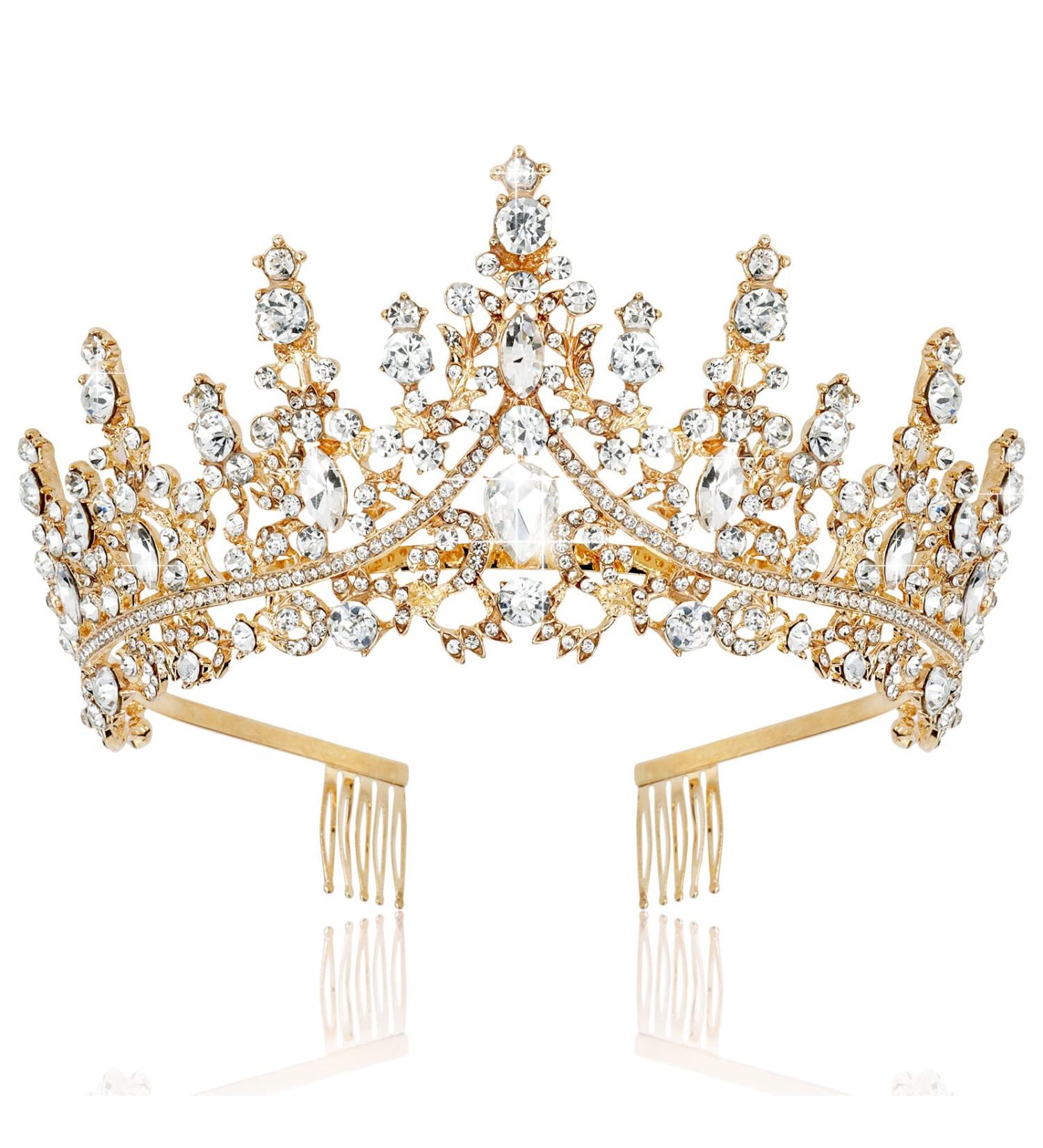 Tobatoba Gold Crown for Women - Crystal Tiara for Birthday, Wedding, Prom, Quinceanera & Halloween Cosplay - Buy Online on GoSupps.com
