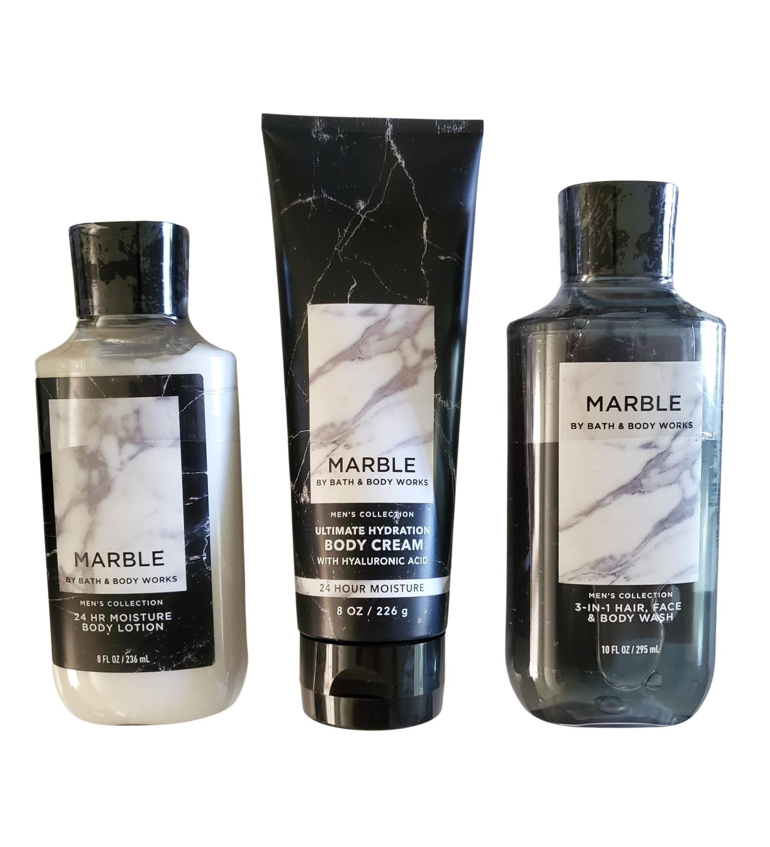 Men's Marble Trio Gift Set: Body Lotion, 3-in-1 Hair, Face & Body Wash, Body Cream - Full Size | Bath and Body Works - Buy Online on GoSupps.com