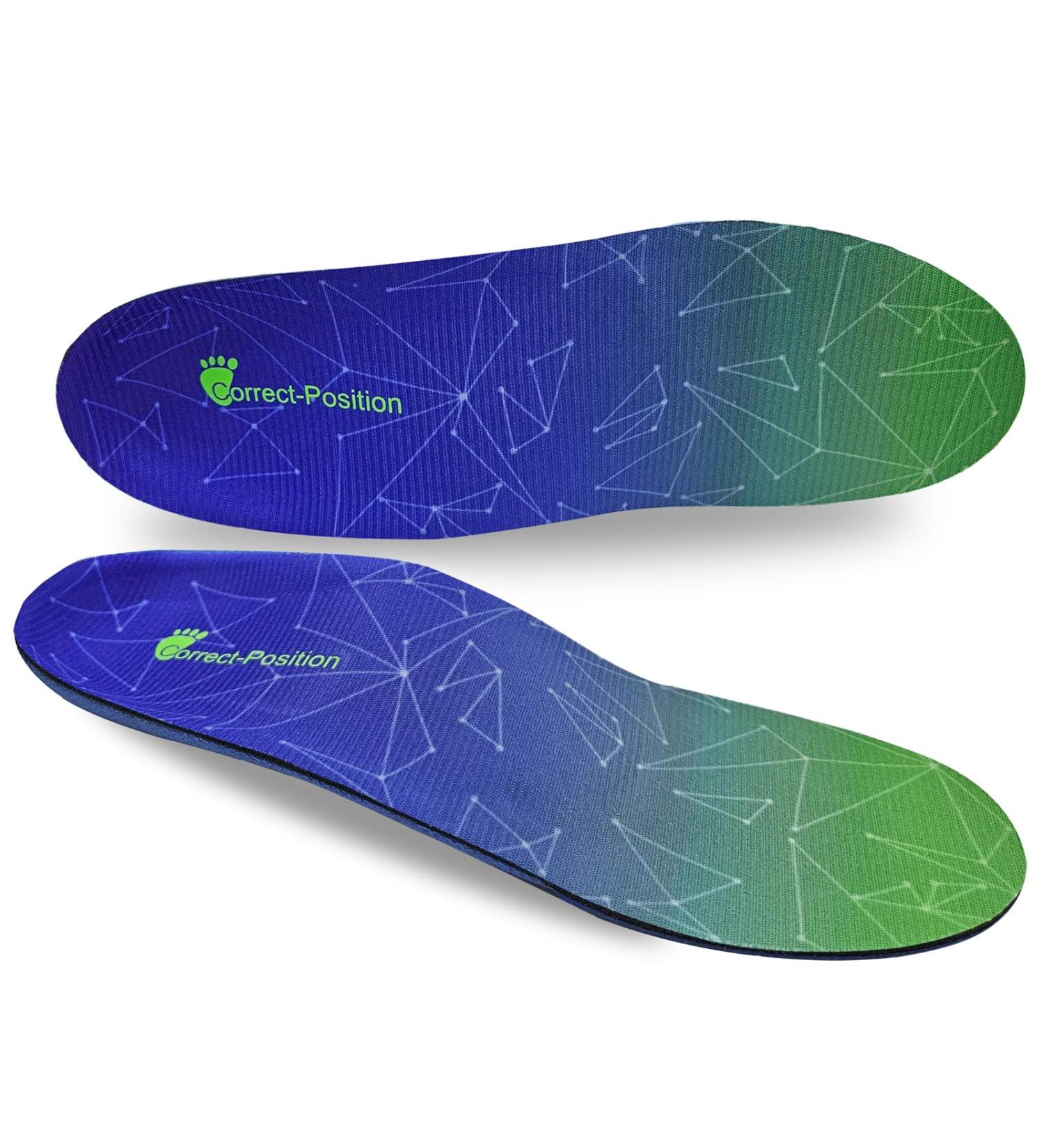 Correct-Position Orthotic Arch Support Insoles for Plantar Fasciitis and Foot Pain - Blue (Size 10-10.5 / 29-29.5CM) - Men and Women - Buy Online on GoSupps.com