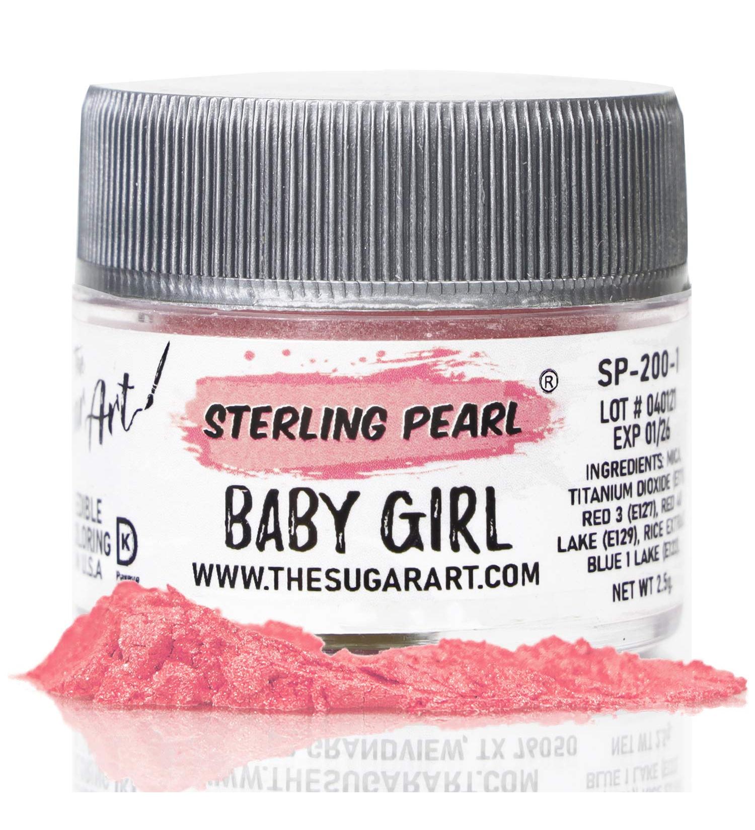 The Sugar Art - Sterling Pearl - Edible Shimmer Powder For Decorating Cakes Cupcakes Cake Pops & More - Dust on Shine & Luster to Sweets - Kosher Food-Grade Coloring - Baby Girl - 2.5 grams