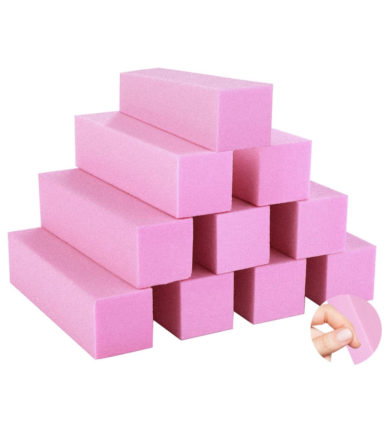 Sibba 10Pcs Nail Buffer Block Set for Natural Acrylic and Gel Nails - Professional Manicure Pedicure Salon Tool for Dead Skin Trimming - Pink - Buy Online on GoSupps.com