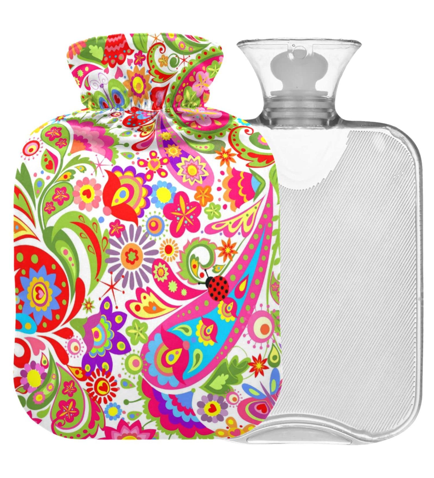 NAANLE Colorful Hot Water Bottle with Cover | Ethnic Paisley Pattern | 1L for Pain Relief & Cold Therapy - Buy Online on GoSupps.com