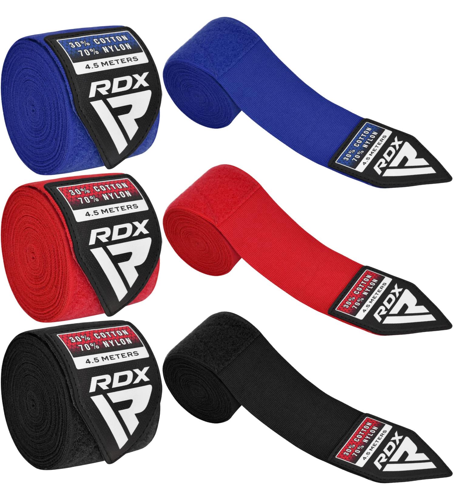 RDX 4.5m Professional Boxing Bandages - MMA Muay Thai & Kickboxing - Elastic Hand Wraps with Thumb Loop - Pack of 3 for Training - Buy Online on GoSupps.com