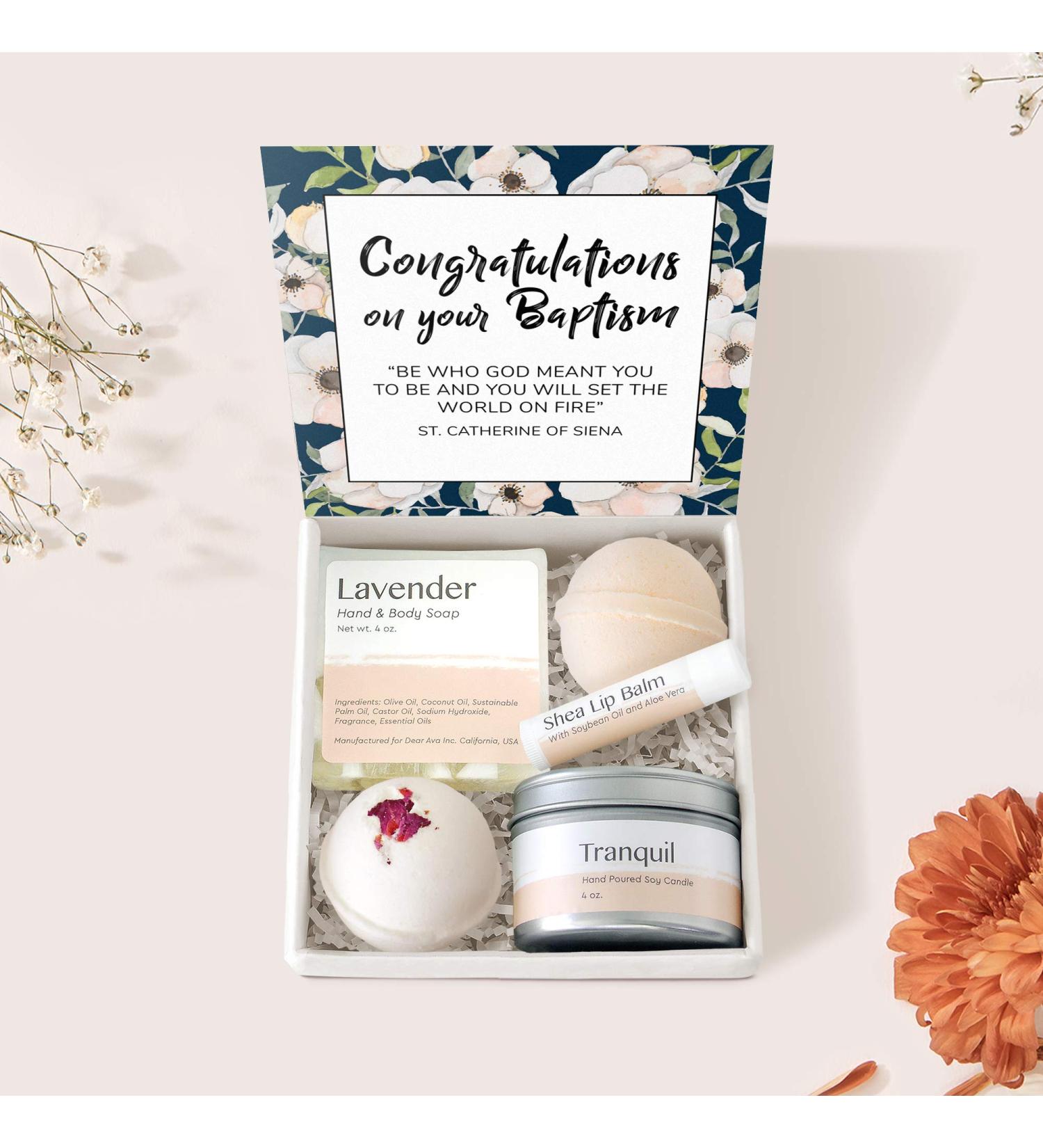 Dear Ava Spa Gifts for Women | Organic Self Care Relaxing Bath & Body Kit - Perfect Baptism Gift with Heartfelt Card - Buy Online on GoSupps.com