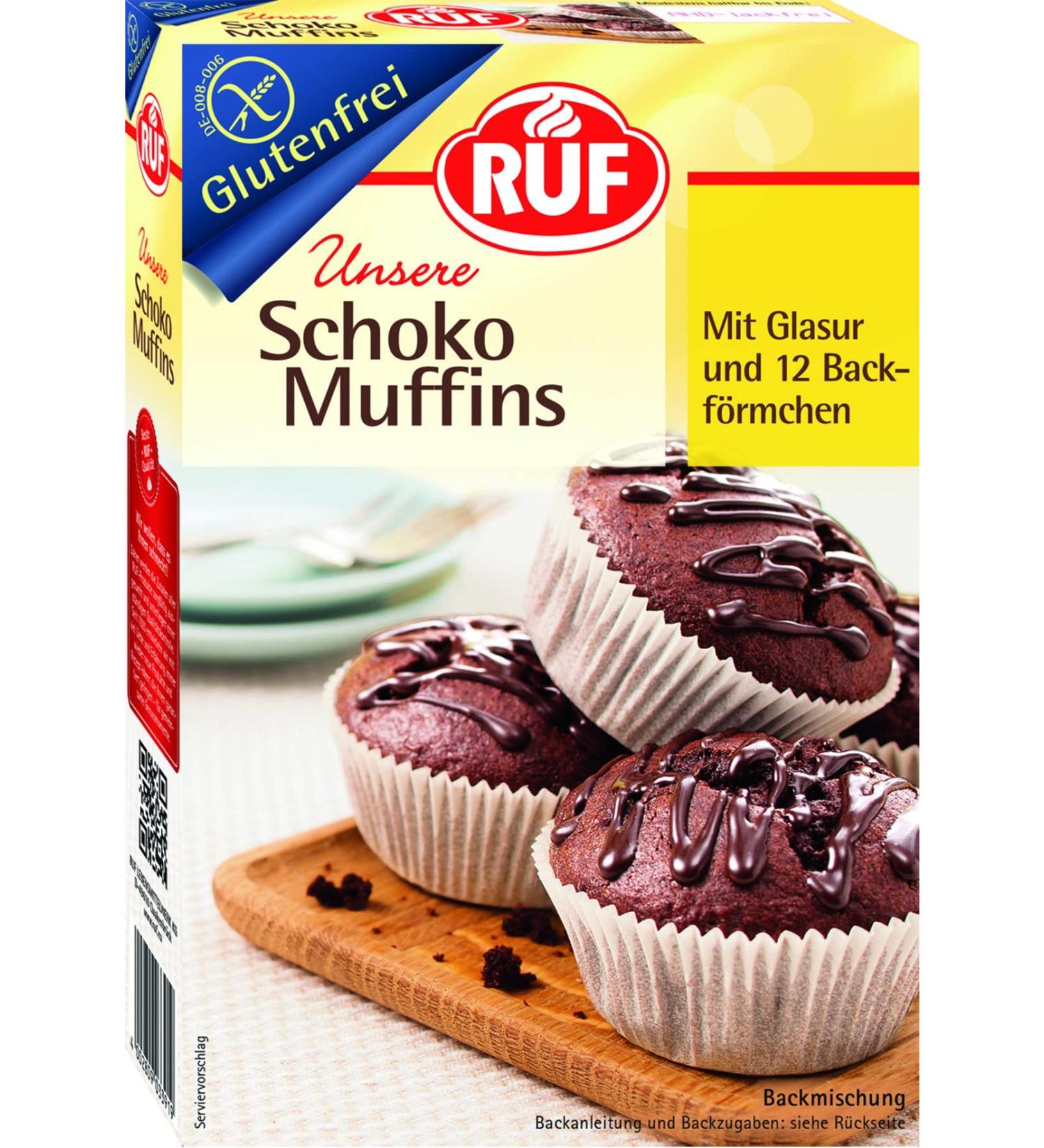 Gluten-Free Chocolate Muffins with Cocoa Glaze - 8 Pack | Perfect Treat for Celiac Disease | 12 Paper Shapes Included - Buy Online on GoSupps.com