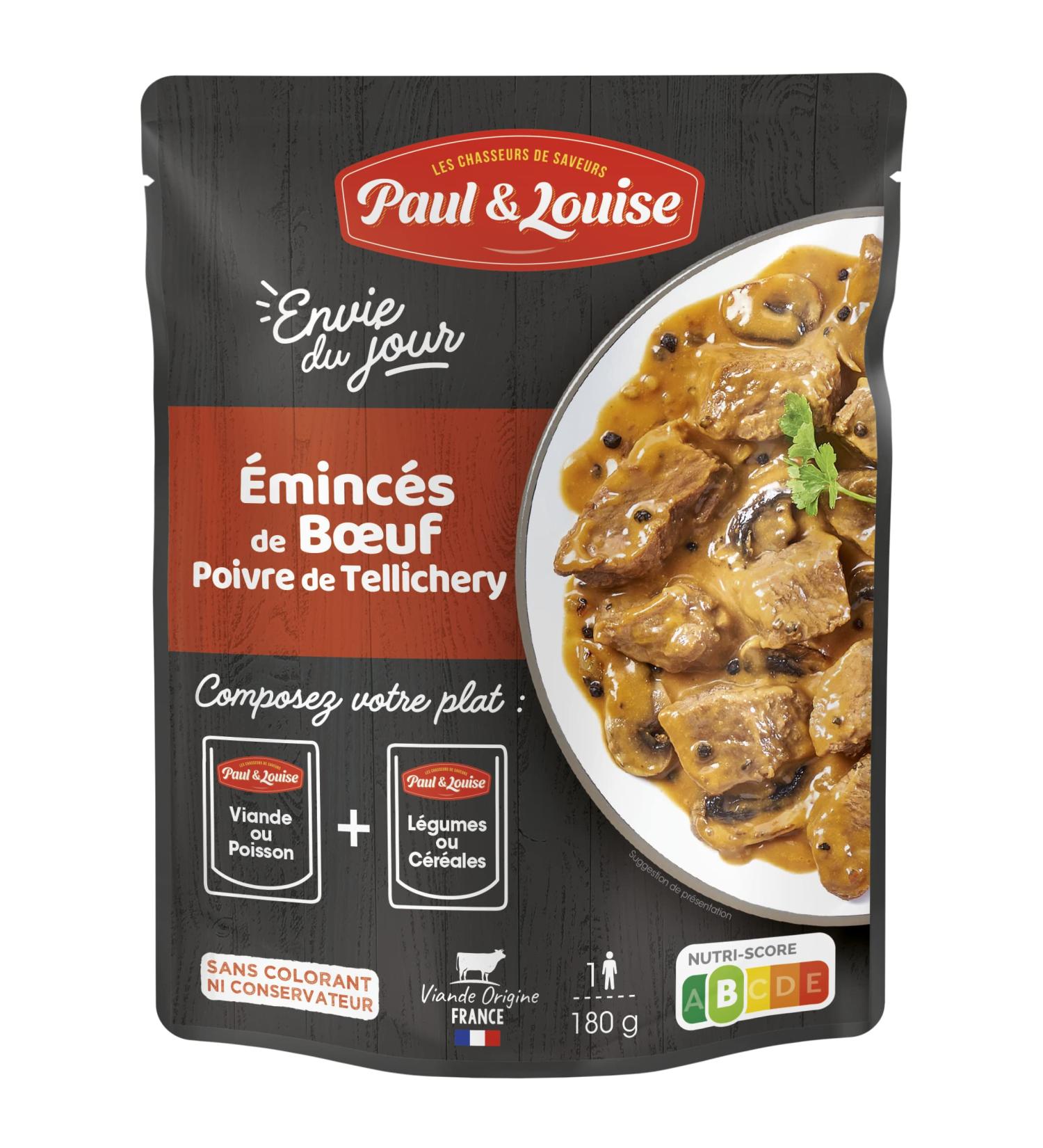 Paul & Louise Envie Du Jour - Sliced Beef with Tellicherry Pepper 180g - Microwaveable sachet - Ready in 2 min - To combine - Buy Online on GoSupps.com