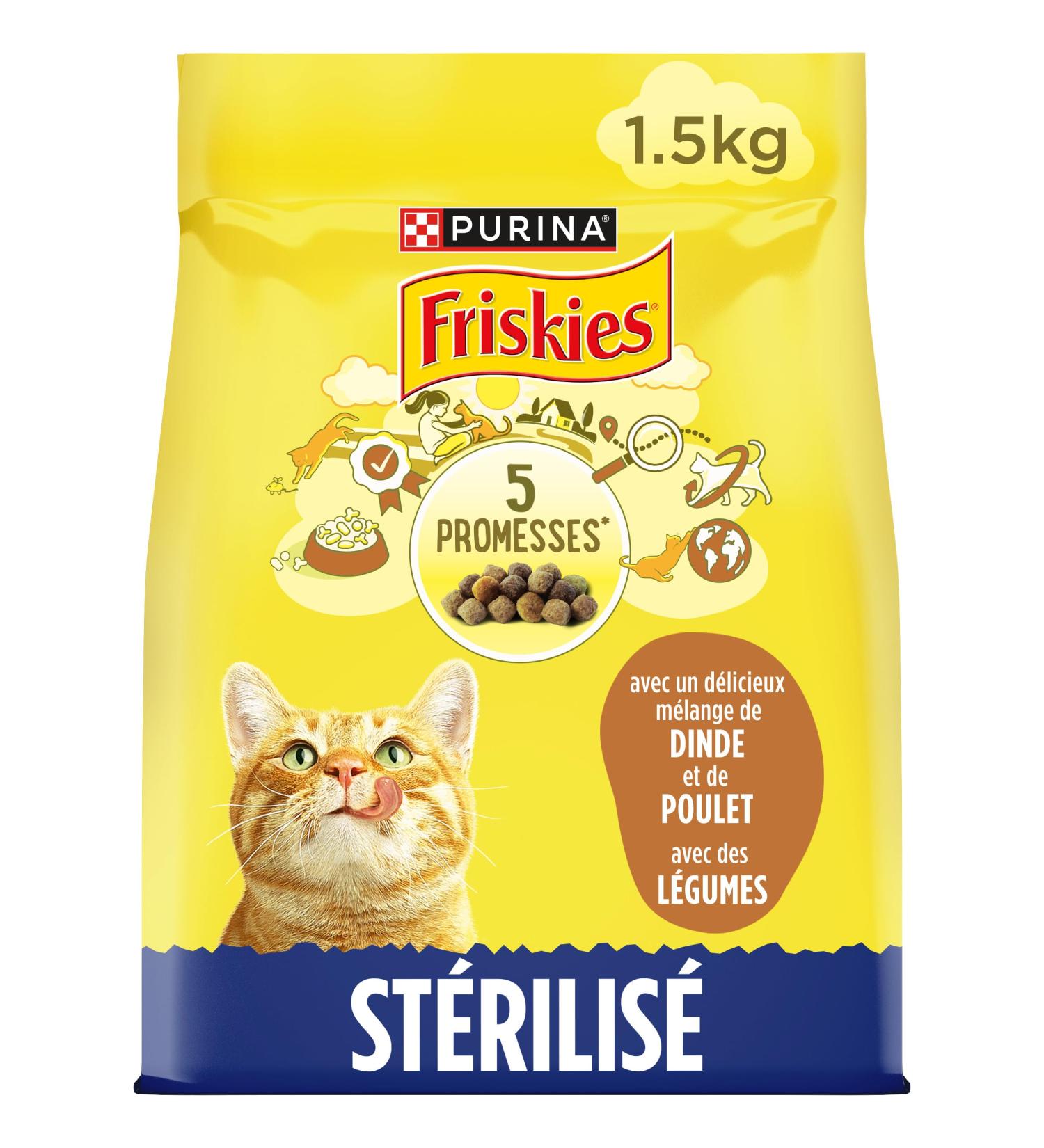 FRISKIES for Sterilized Cats with Chicken Turkey and Vegetables - Adult Cat Food - 1.5 kg - Buy Online on GoSupps.com