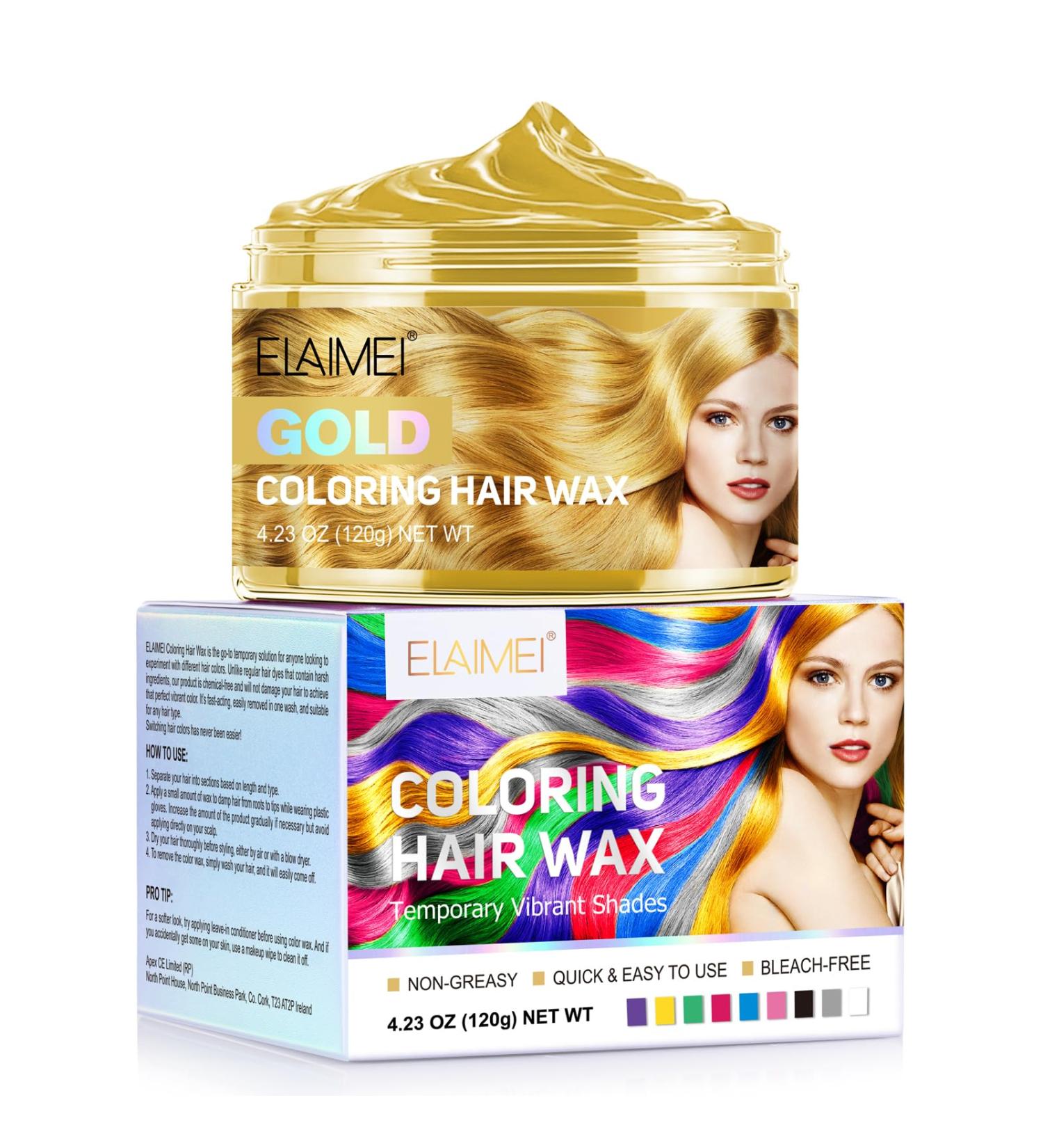 Hair Colour Wax (Gold) Unisex Men and Women Temporary Blue Hair Dye Washable Non Permanent Coloured Hair Spray Hair dye Suitable for Parties Role Playing Christmas Halloween and Masquerade-120g - Buy Online on GoSupps.com
