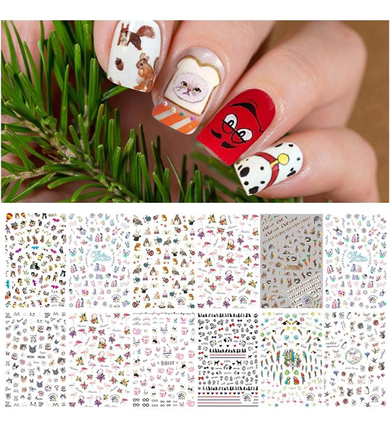Kalolary 840+ Pattern Animals Nail Stickers | Self-Adhesive Nail Art for Girls | DIY Decorations for Kids' Birthdays - Buy Online on GoSupps.com