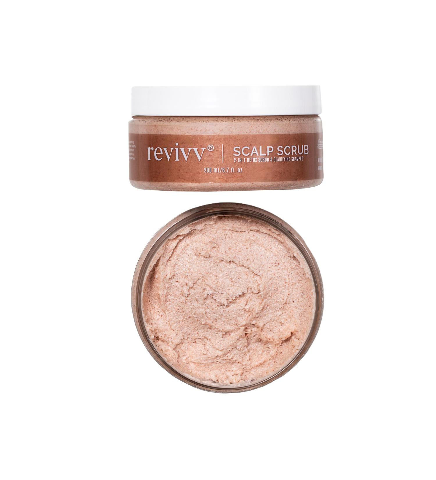 REVIVV Exfoliating Scalp Scrub Shampoo - Himalayan Salt Rosemary & Tea Tree Oil for Healthy Hair Remove Buildup & Flaking - 6.7oz - Buy Online on GoSupps.com