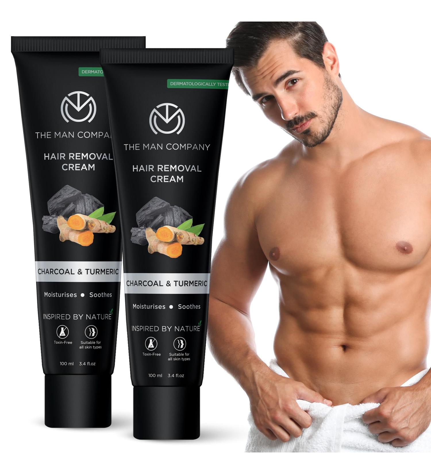 Buy The Man Company Hair Removal Cream for Men - Charcoal & Turmeric Dermatologically Tested All Skin Types - Pack of 2 | International Shipping Available - Buy Online on GoSupps.com