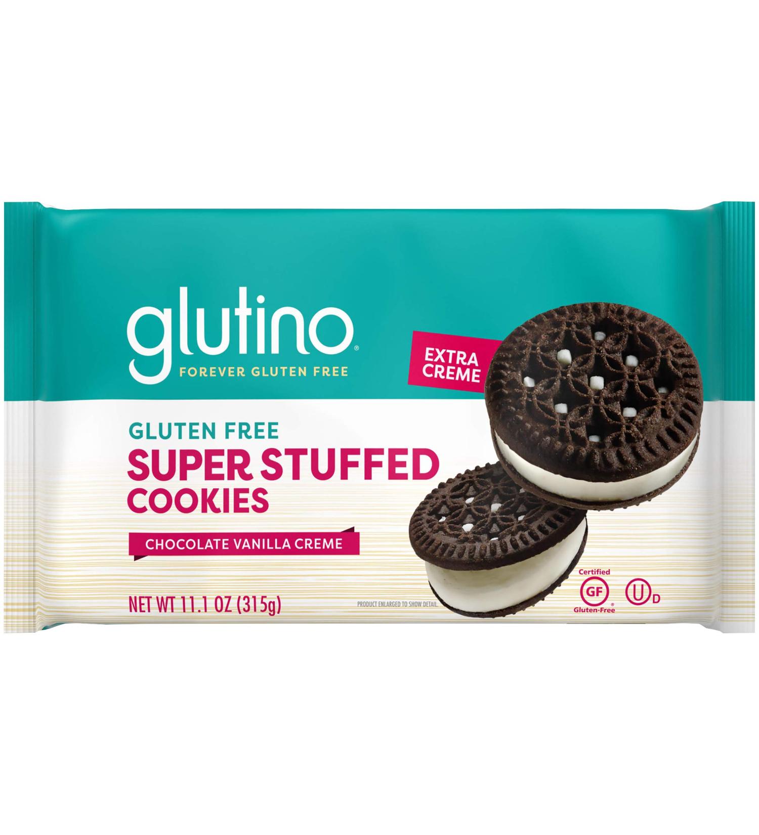Glutino Super Stuffed Chocolate Vanilla Cream Cookies - 11.1 oz | Gluten-Free Treats - Buy Online on GoSupps.com