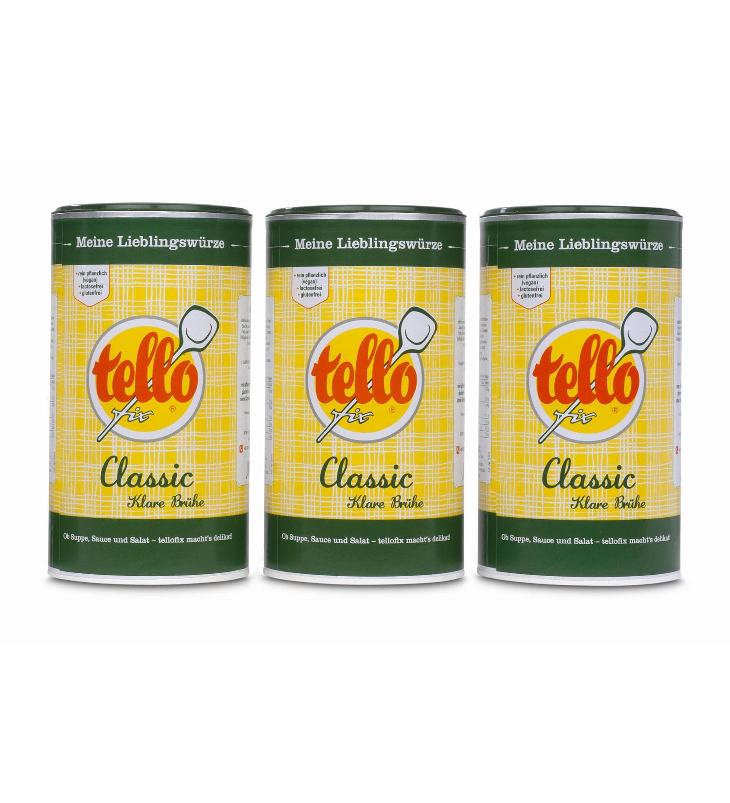 Buy Tellofix Classic Clear Broth 3x900g - Versatile Vegetable Broth Low-Calorie Gluten-Free Vegan No Preservatives - Perfect for Soups & Seasoning - Buy Online on GoSupps.com