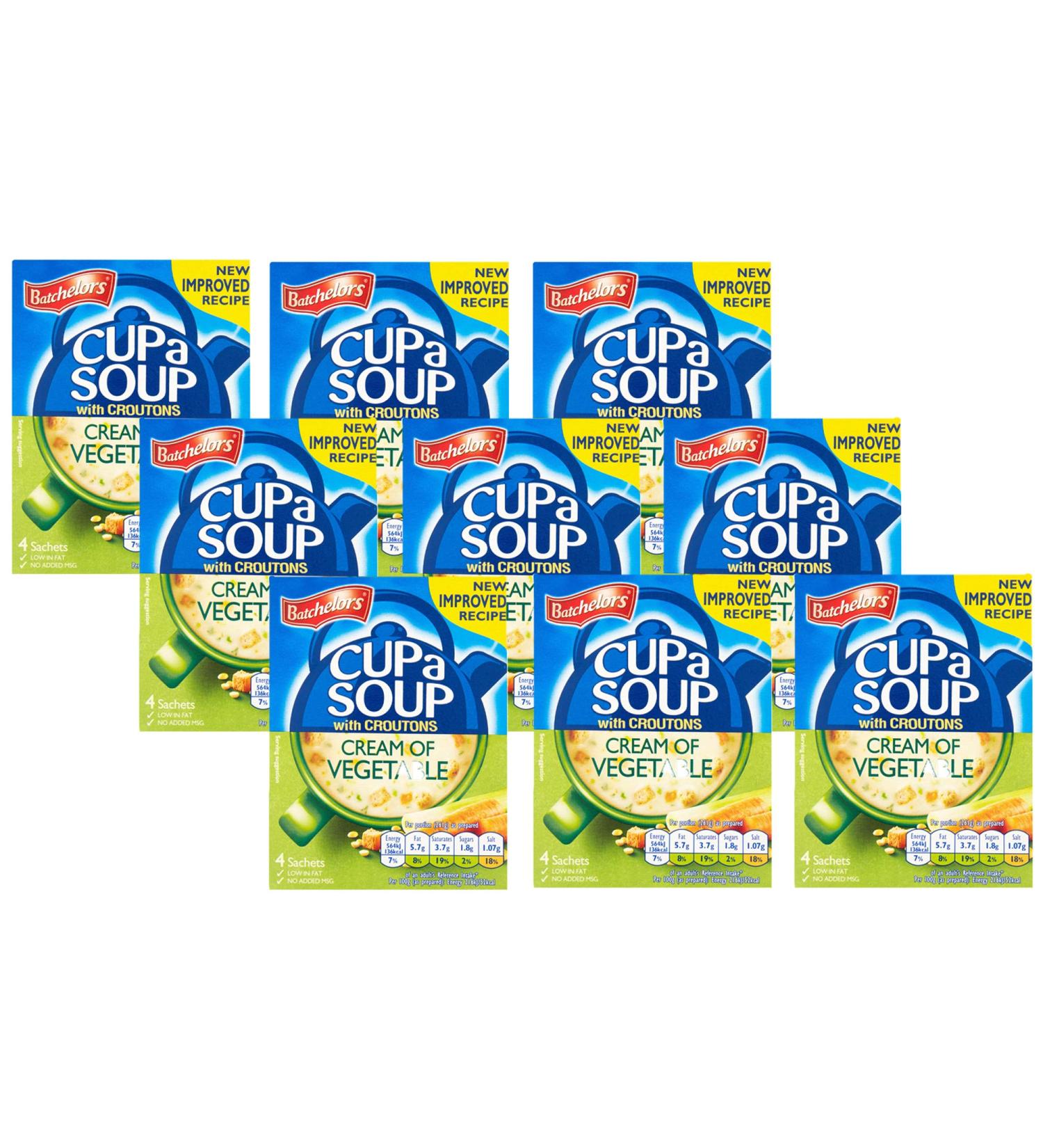Batchelors Batchelors Pack of 9 boxes of 4 boxes of 36 sachets of soup with croutons cream of vegetable