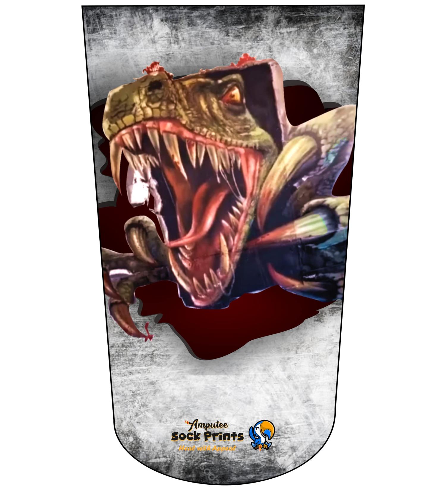 Amputee Stump Sock: Dinosaur Burst Through Wall - 3Ply Design for Comfort & Healing - Buy Online on GoSupps.com