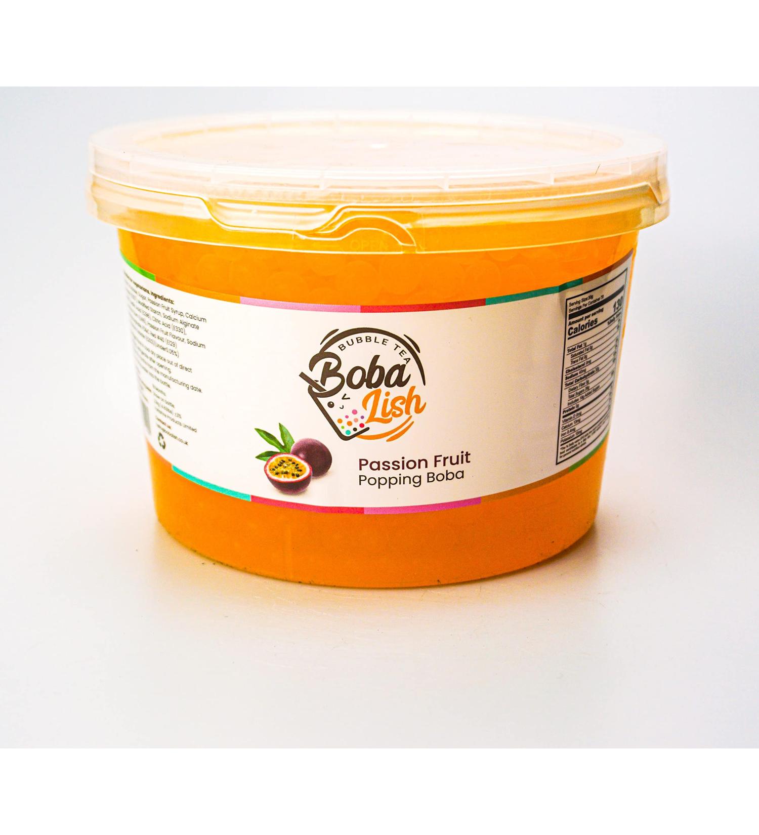 Boba Lish Popping Boba Pearls for Bubble Tea - 2.1kg | Passionfruit | Bursting Pearls Bubble | Real Fruit Juice For Dessert Smoothie | 100% Vegan & Glutenfree No Artificial Colours - Buy Online on GoSupps.com