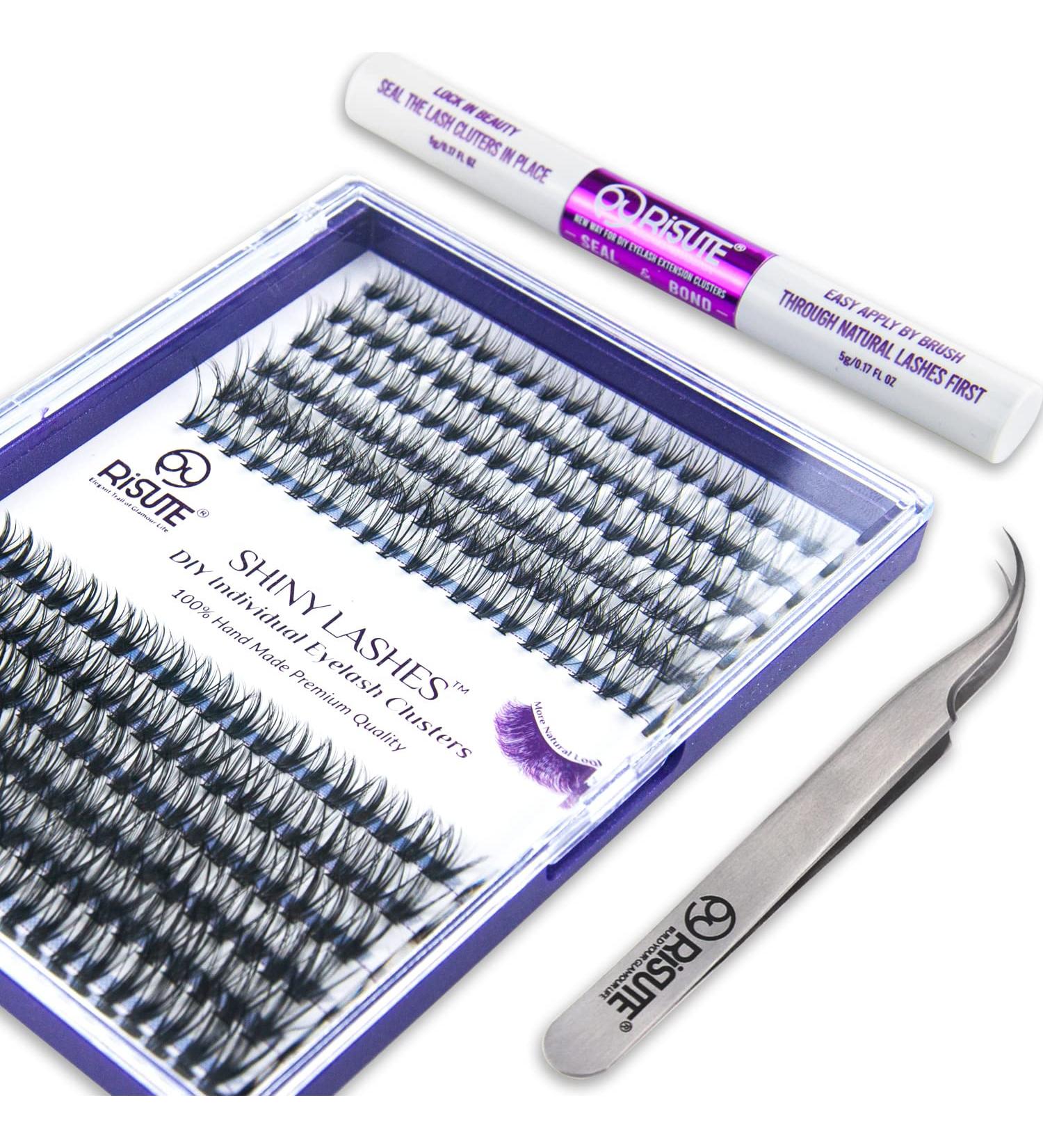 DYI Lash Extension Kit - 240pcs Individual Lashes, D Curl Wispy & Clusters with Tweezers, Bond & Seal - 20D & 40D Mixed Kit - Buy Online on GoSupps.com