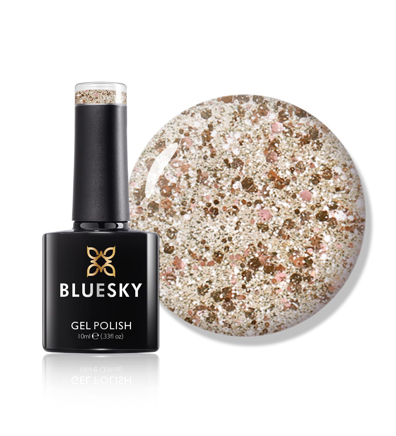 Bluesky Gel Nail Polish Sensitive Aw19 Gold Silver Glitter Long Lasting Chip Resistant 10 ml (Requires Curing Under UV LED Lamp) - Buy Online on GoSupps.com