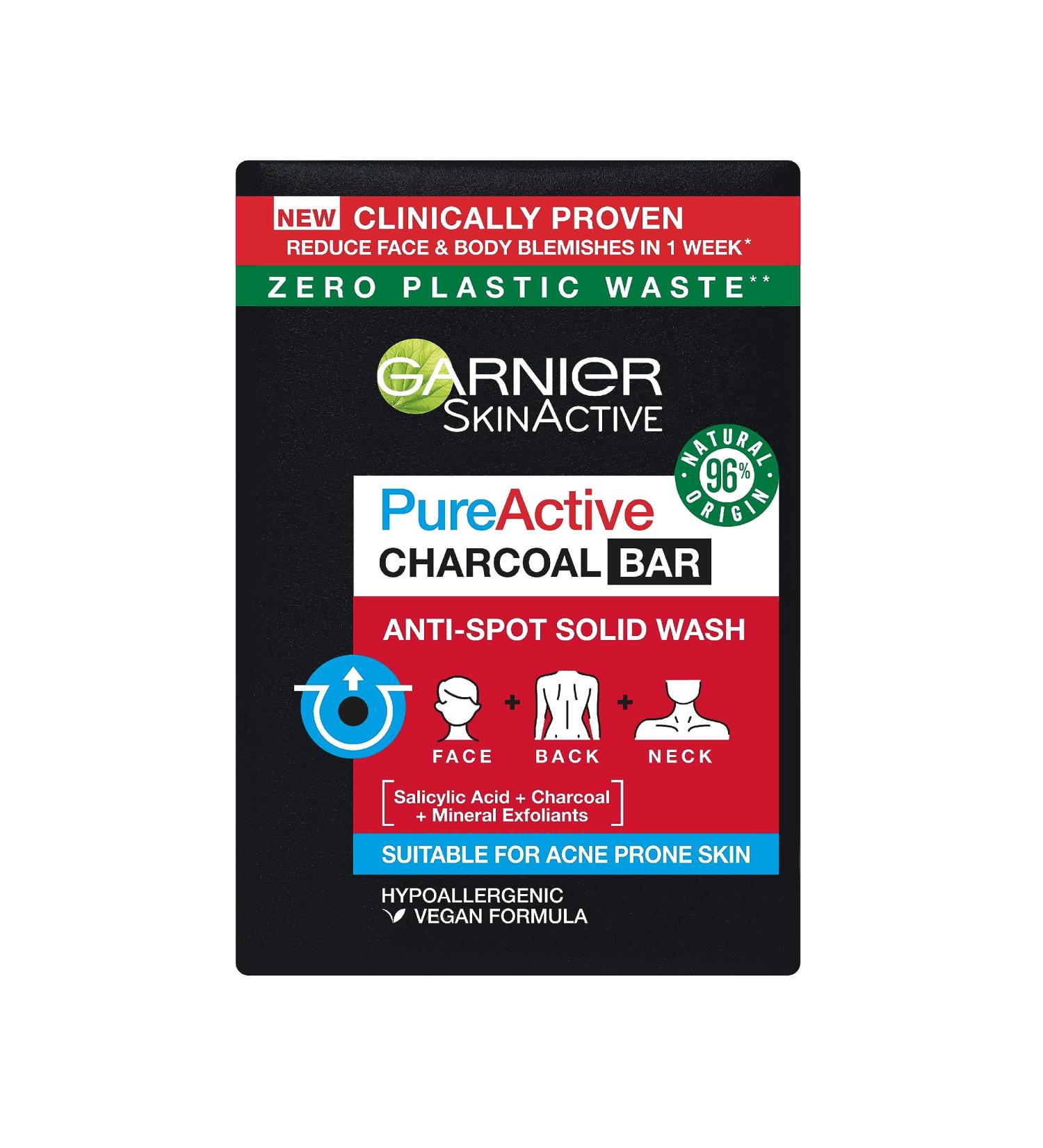 Garnier Pure Active Charcoal Bar - Deep Cleansing Soap for Clear Skin - Buy Online on GoSupps.com