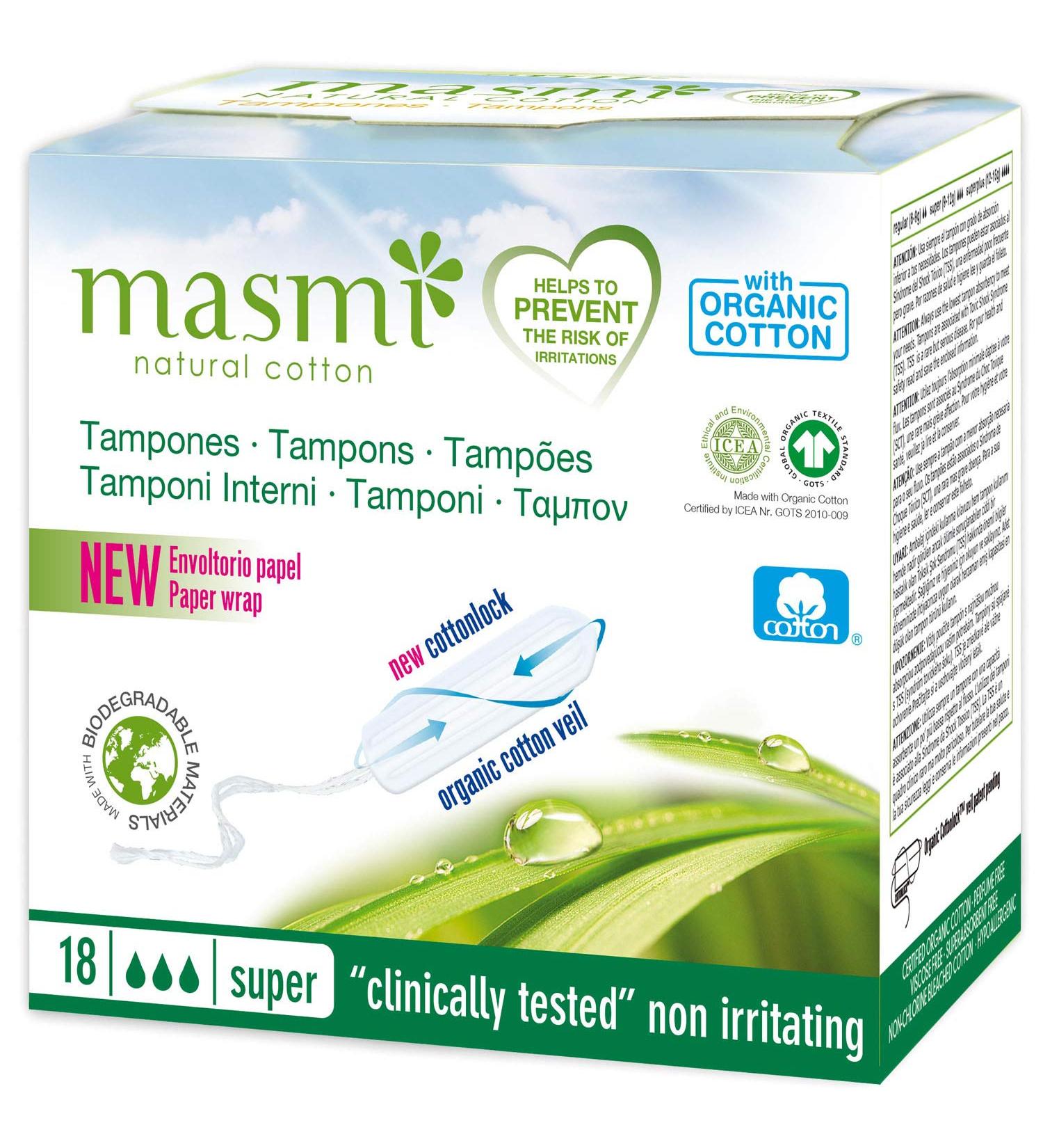 MASMI NATURAL COTTON Organic Tampons Super (18 pieces)