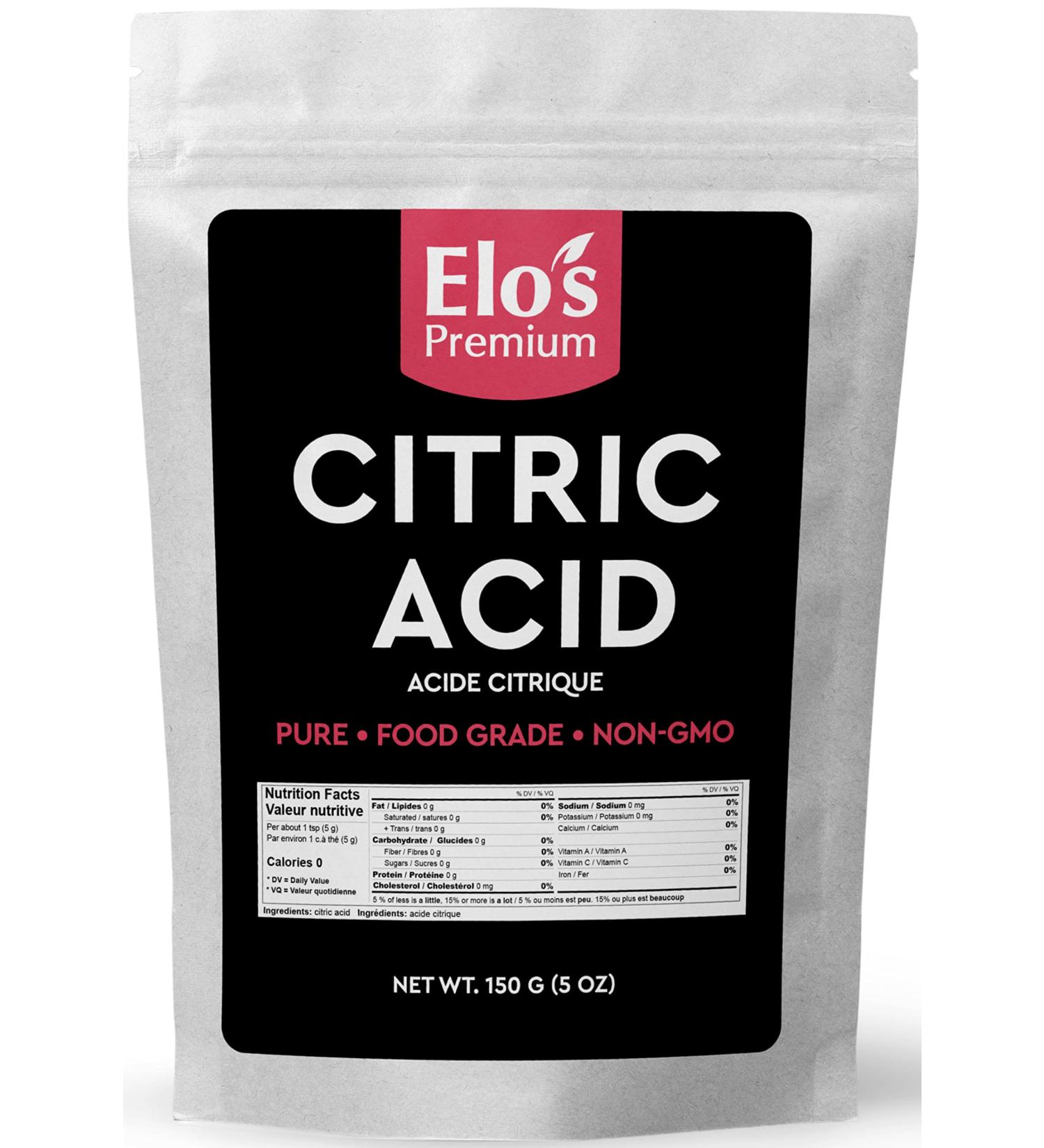 Citric Acid (150g) by Elo s Premium | 100% All-Natural Food Grade Flavour Enhancer| Packaged In Canada| - Buy Online on GoSupps.com