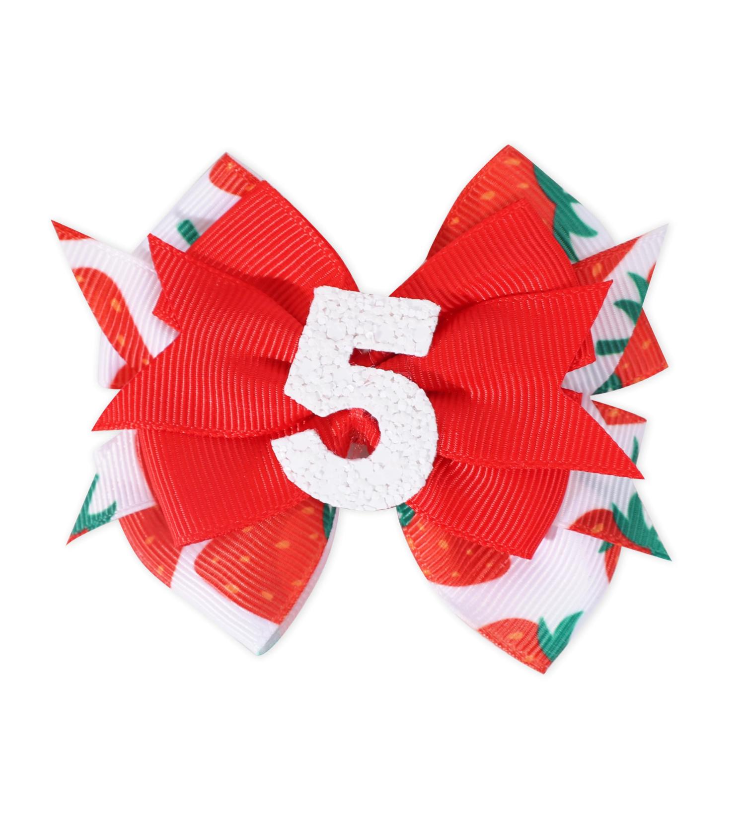 Strawberry Bow Hair Clips - Girls 5th Birthday Party Decoration Berry Sweet 5th Birthday Bow Hair Clips Sweet Girls Red Bow Hair Accessories (StrawberryBow5) - Buy Online on GoSupps.com