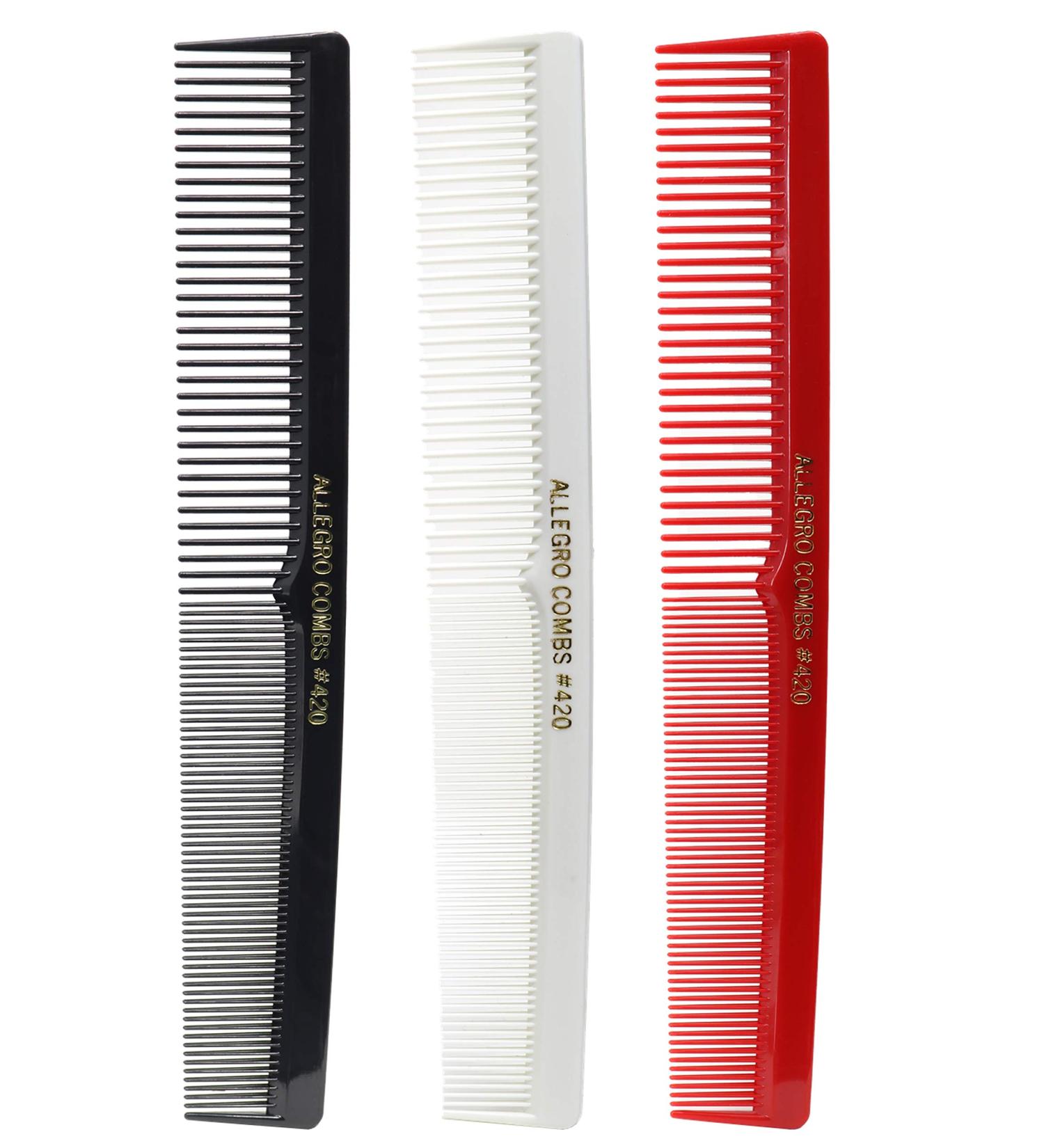 Allegro Combs 420 Hair Comb Set - 3 Pack Black, Red, and White Barber Styling Combs - Buy Online on GoSupps.com