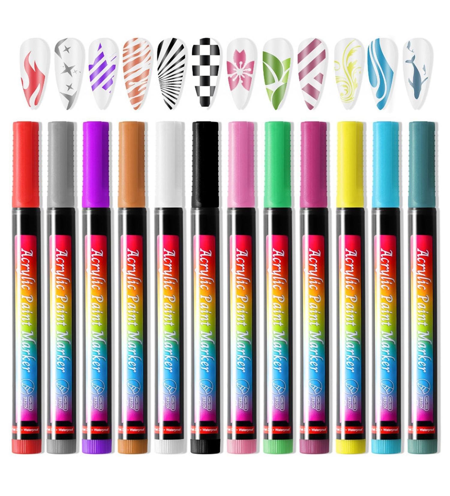 Pens Set - 12 Colors 3d Graffiti Pens Nail Paint Water-Based Gel Polish Pens For Colorful Nail Decoration Tools Painting Pens For - Buy Online on GoSupps.com