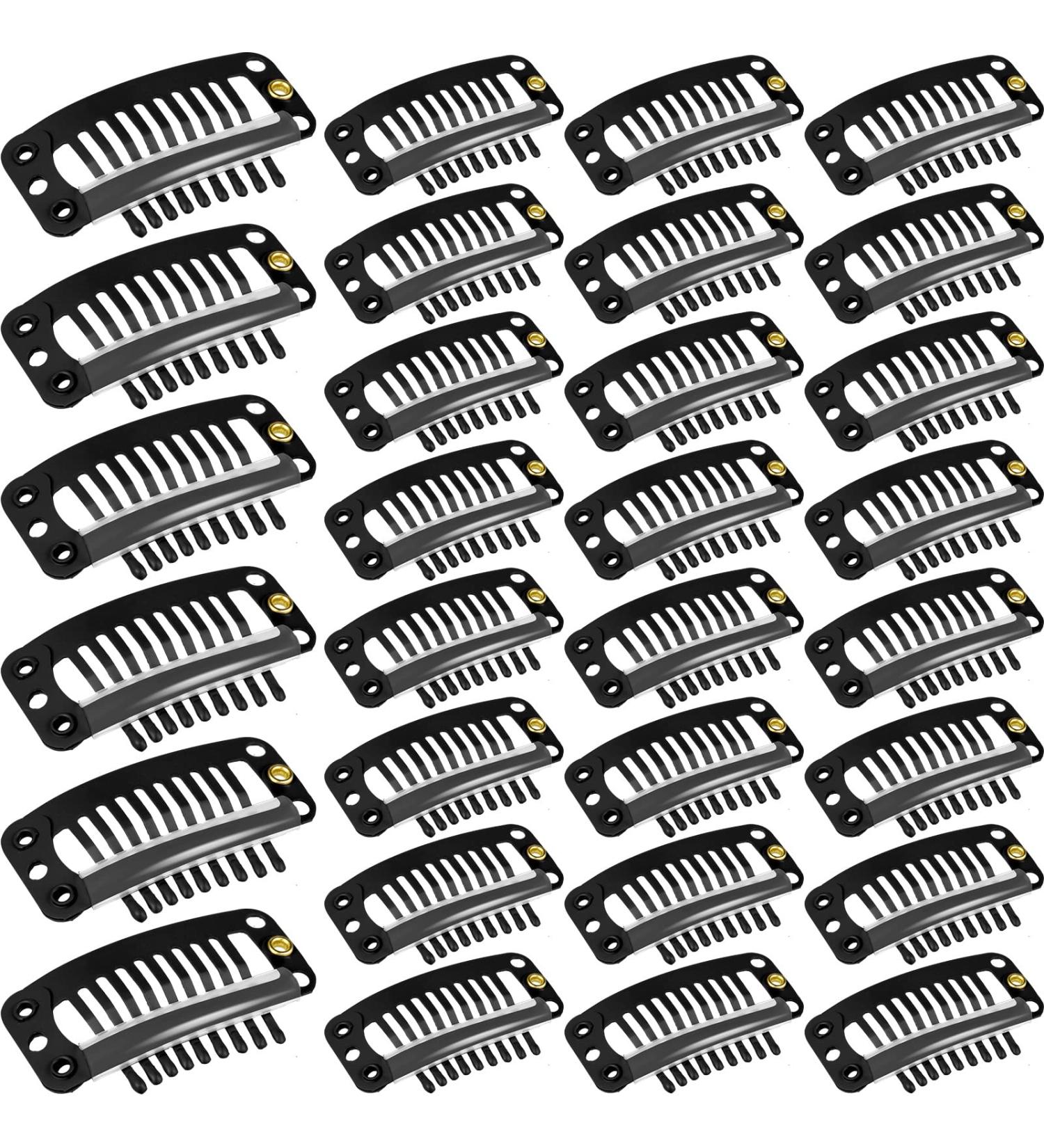 30 Pieces 32mm Black Snap Clips for Hair Extensions - Small 9-Teeth Comb Design for Women's DIY Wig Accessories - Buy Online on GoSupps.com