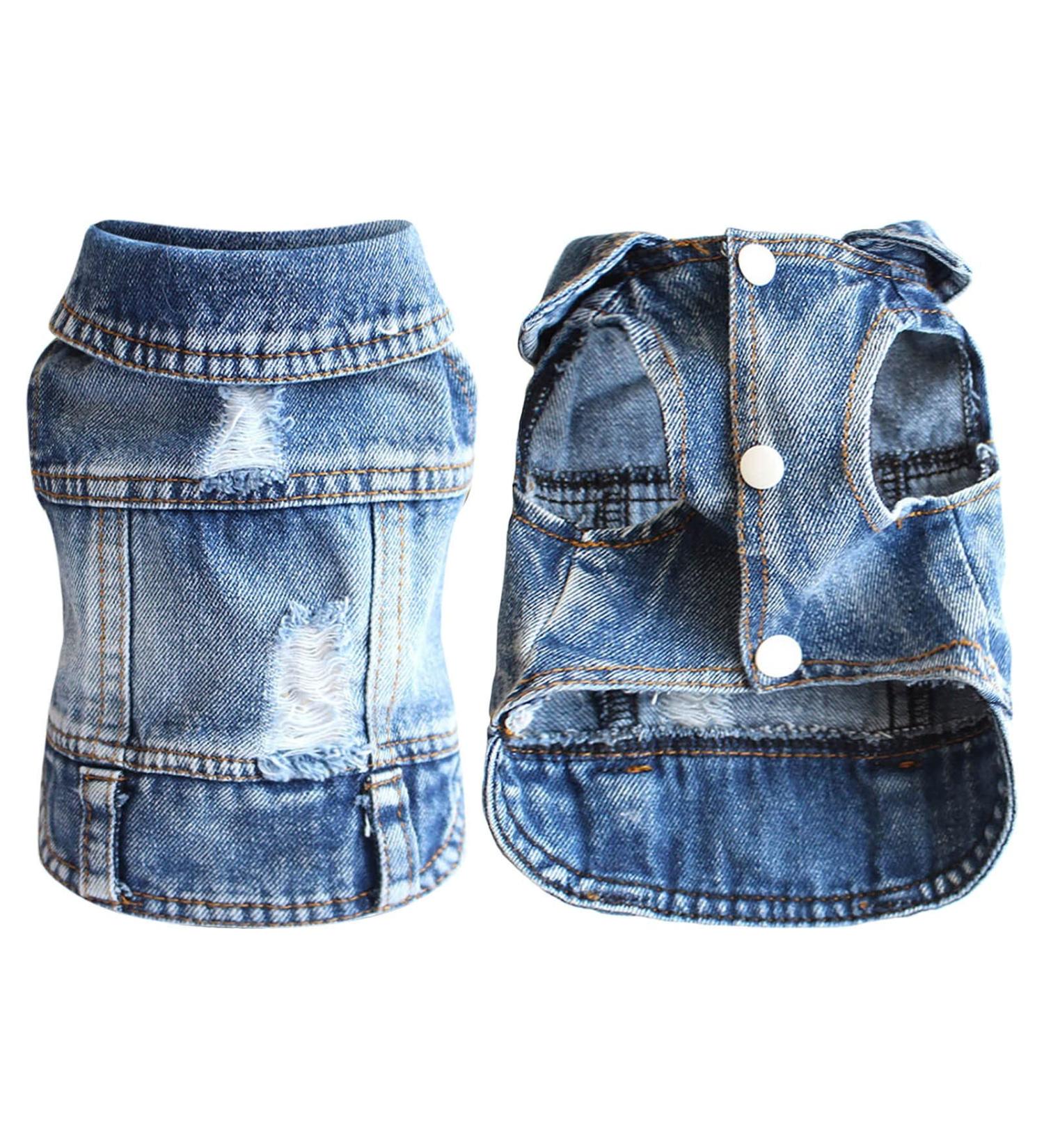 Stylish Denim Jacket Vest for Small & Medium Dogs | Pet Fashion Summer T-Shirt Sweater - Buy Online on GoSupps.com