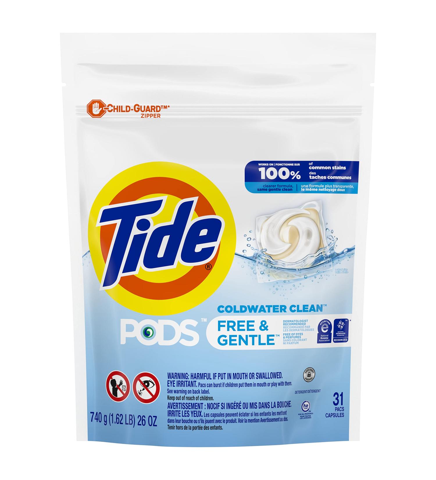 Tide PODS Free & Gentle Laundry Detergent Liquid Pacs Unscented and Hypoallergenic for Sensitive Skin 31 Count - Packaging May Vary Unscented 31 count (Pack of 1) - Buy Online on GoSupps.com