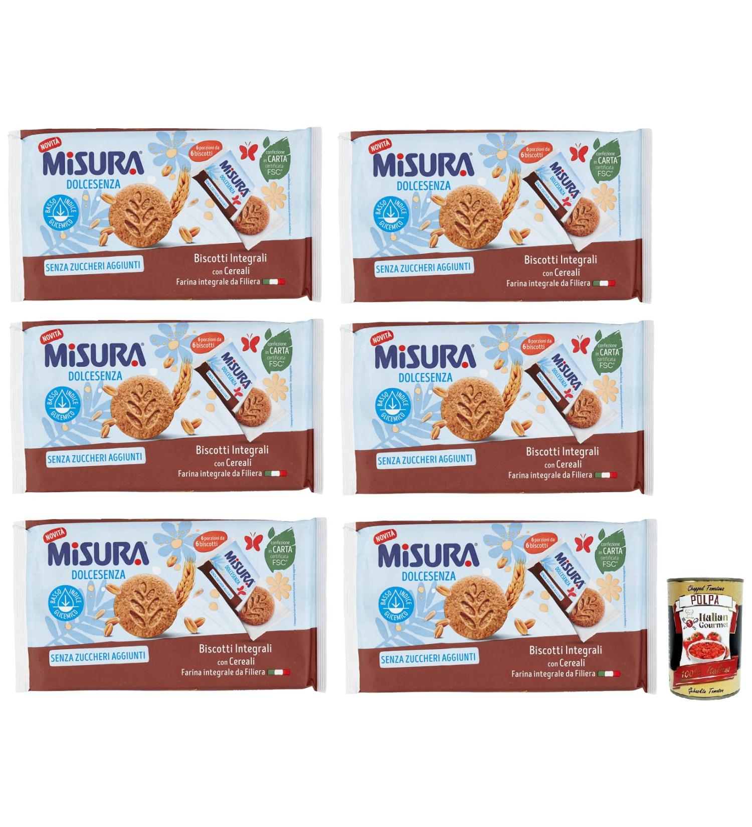 Misura Dolcesenza Biscotti Integrali con Cereali whole grain biscuits with cereals no added sugar 280 g Italian box Gourmet Polpa di Pomodoro 400 g - Buy Online on GoSupps.com