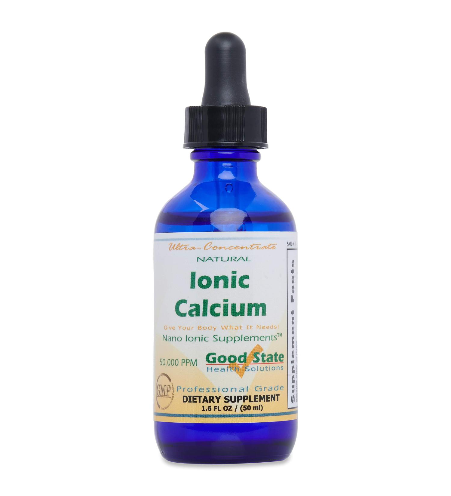 Good State | Natural Ionic Calcium | Liquid Concentrate | Nano Sized Mineral Technology | Professional Grade Dietary Supplement | Supports Healthy Bones Tendons & Ligaments | 1.6 Fl oz Bottle (50 mL)