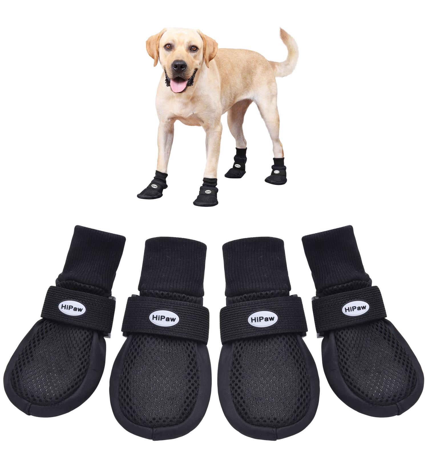 Hipaw Breathable Dog Boots Large - Nonslip Paw Protector for Hardwood Floors | Black | 2.55 insole width - Buy Online on GoSupps.com