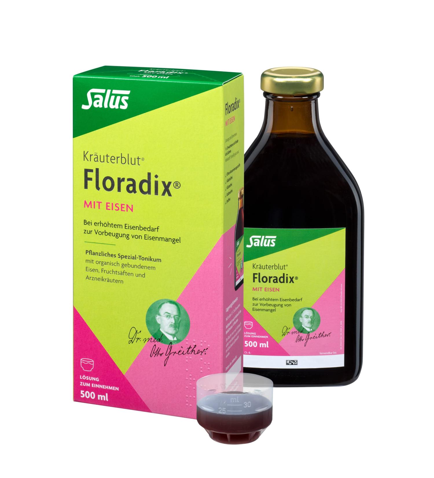 Salus Herbal Blood Floradix with Iron 500ml - Plant-Based Tonic for Iron Deficiency - Boost Your Iron Levels Internationally - Buy Online on GoSupps.com