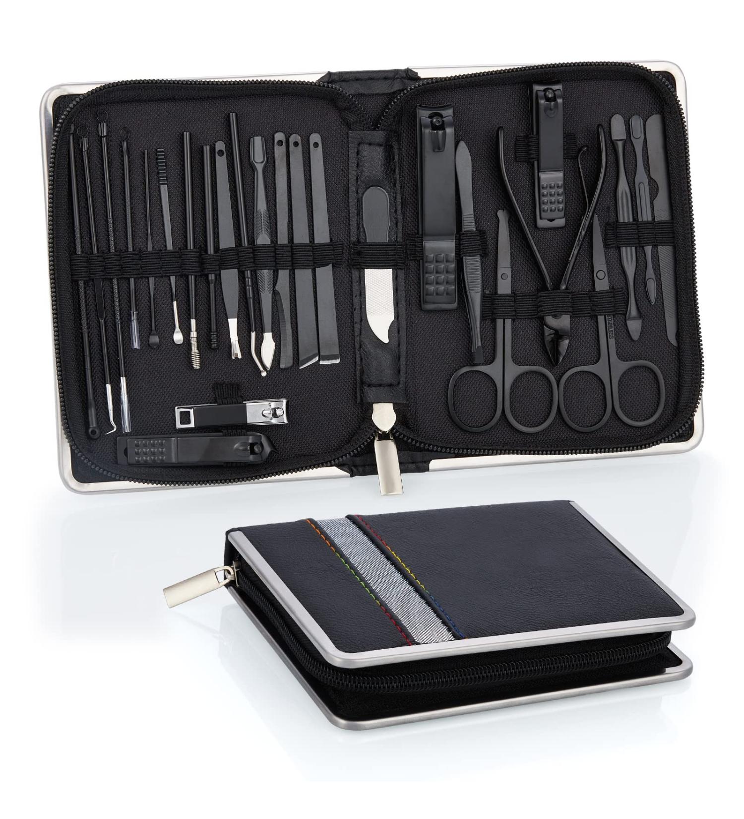 Coolzon 26-Part Professional Stainless Steel Manicure Set - Nail Clip Tools for Perfect Manicure & Pedicure | Advanced Zip Pocket Design - Buy Online on GoSupps.com